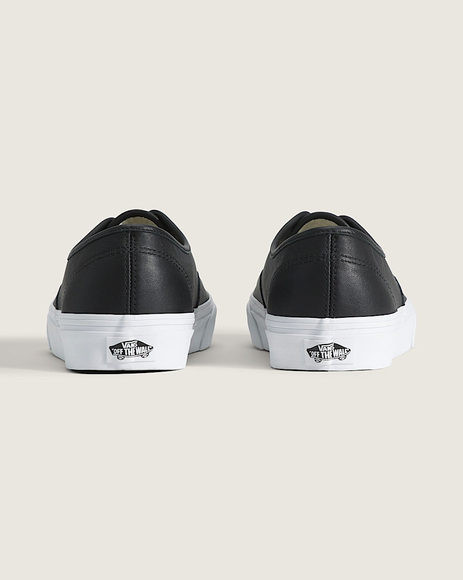 Vans Authentic Black Leather White Sole