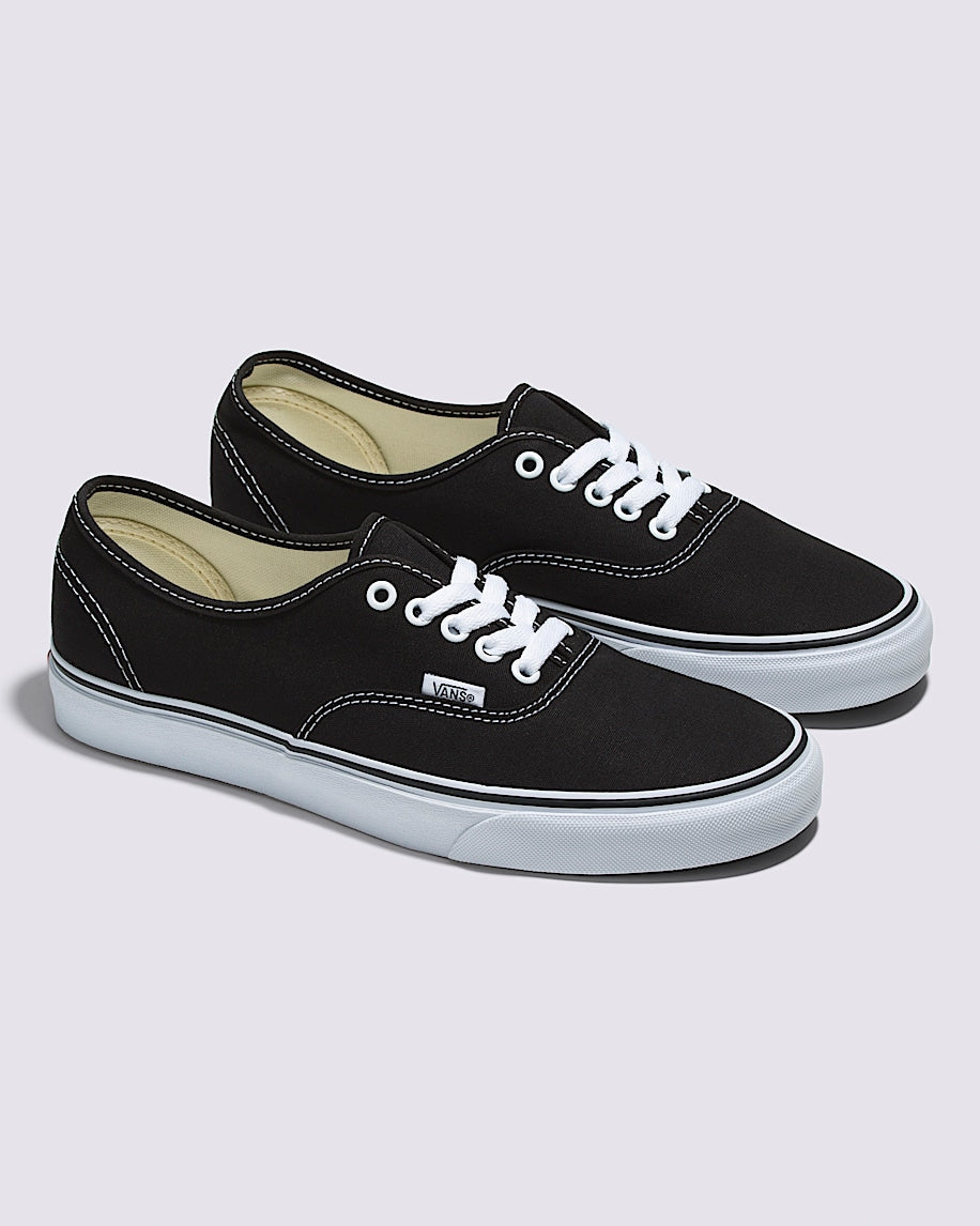 Vans Authentic Black Canvas White Stitching