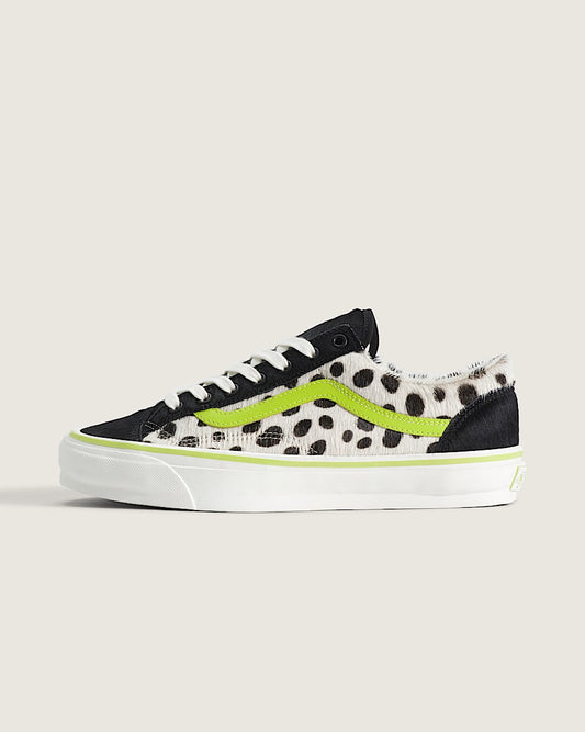 Vans Old Skool 36 Dalmatian Lime Green Pony Hair
