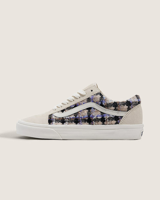 Vans Old Skool Cream Purple Plaid Tweed