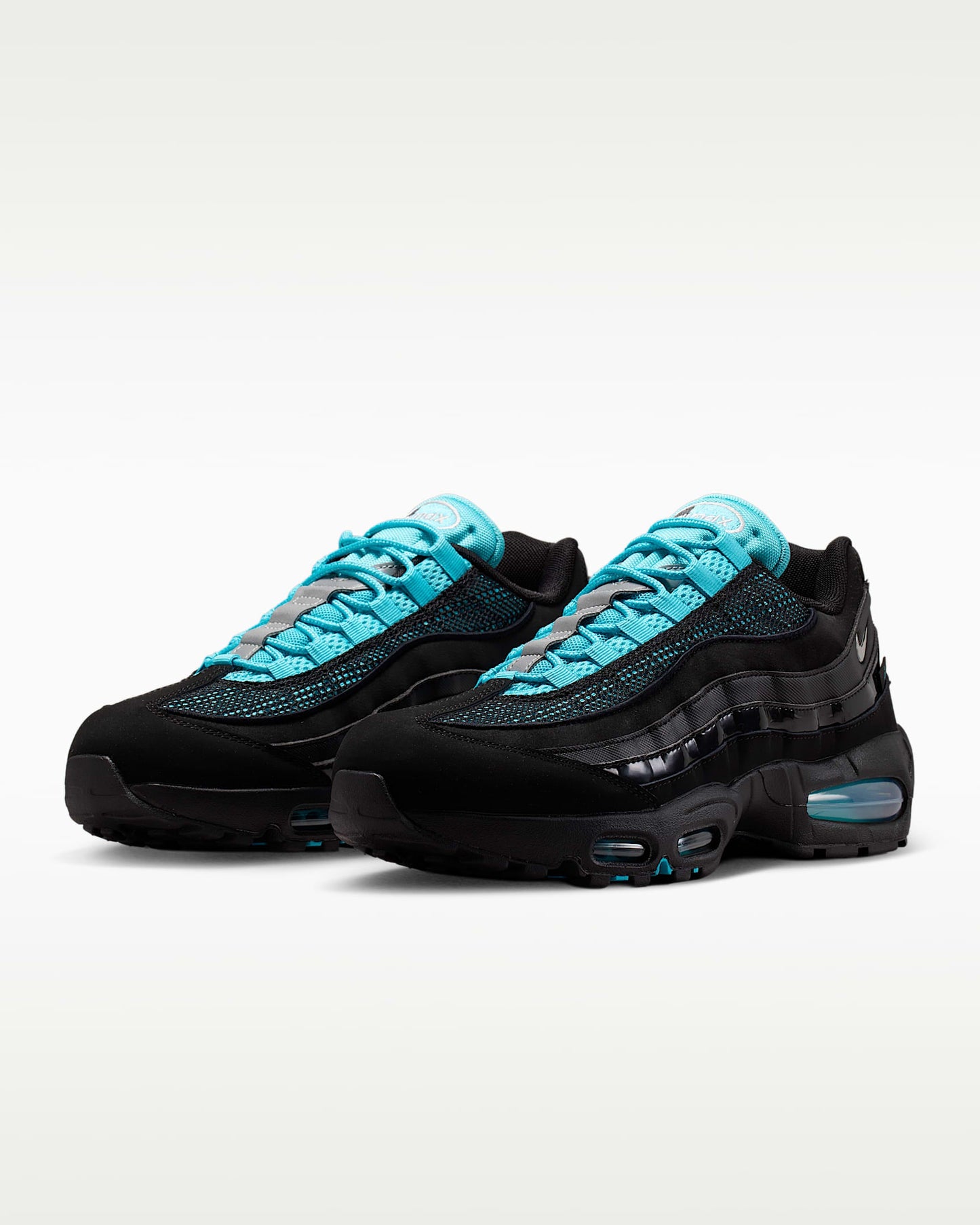 Nike Air Max 95 – Black / Cyan Mesh Athletic Sneakers