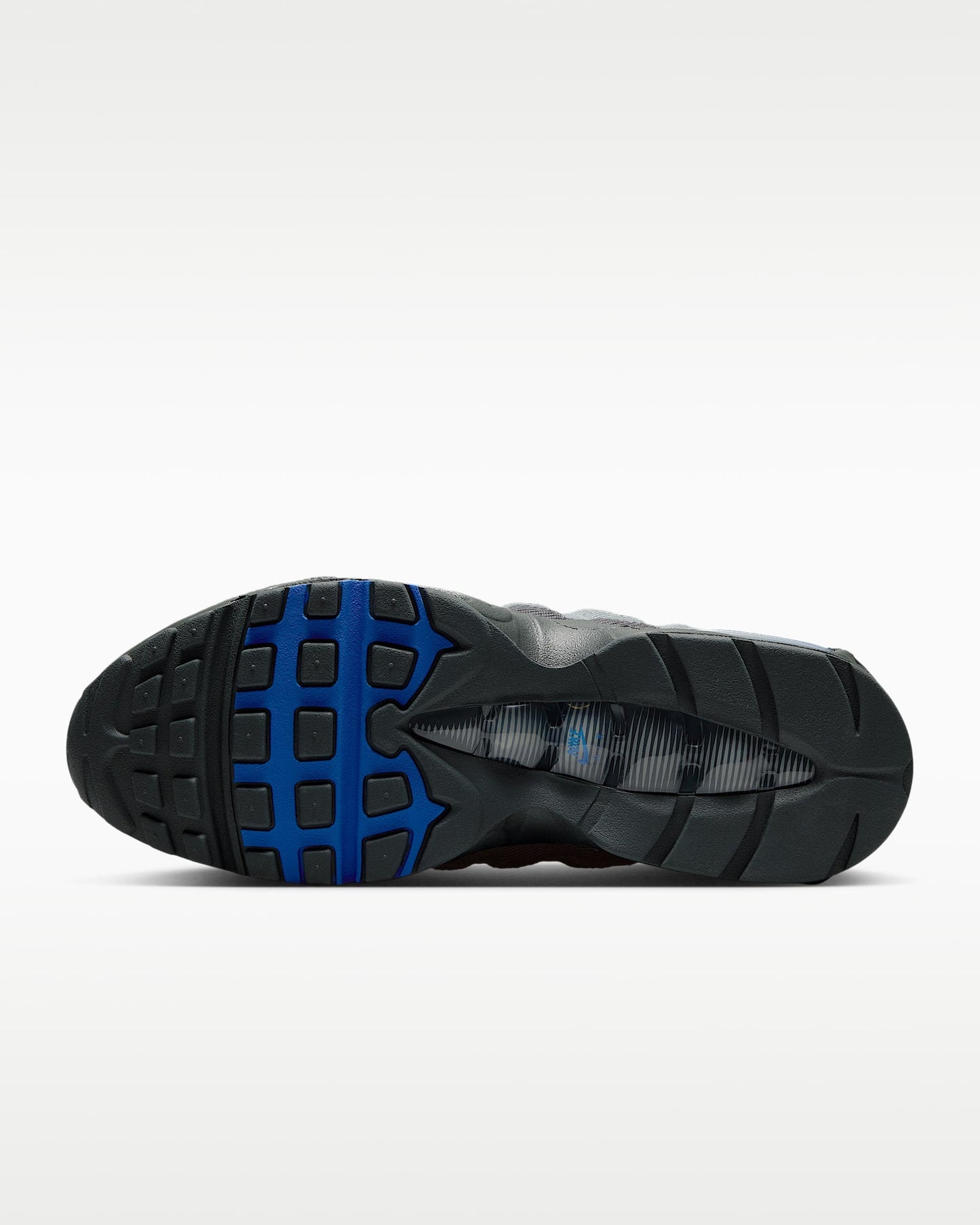 Nike Air Max 95 – Dark Grey / Royal Blue Mesh Athletic Sneakers