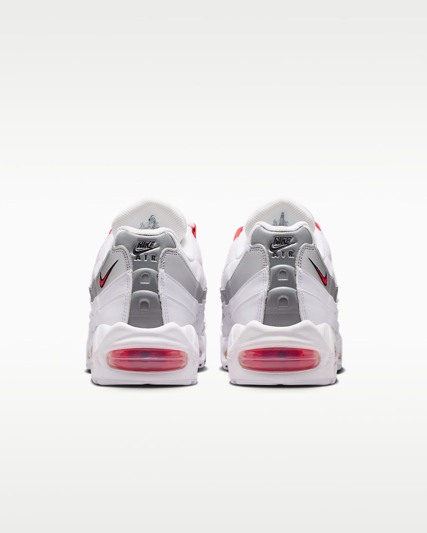 Nike Air Max 95 – White / Silver / Red Mesh Athletic Sneakers