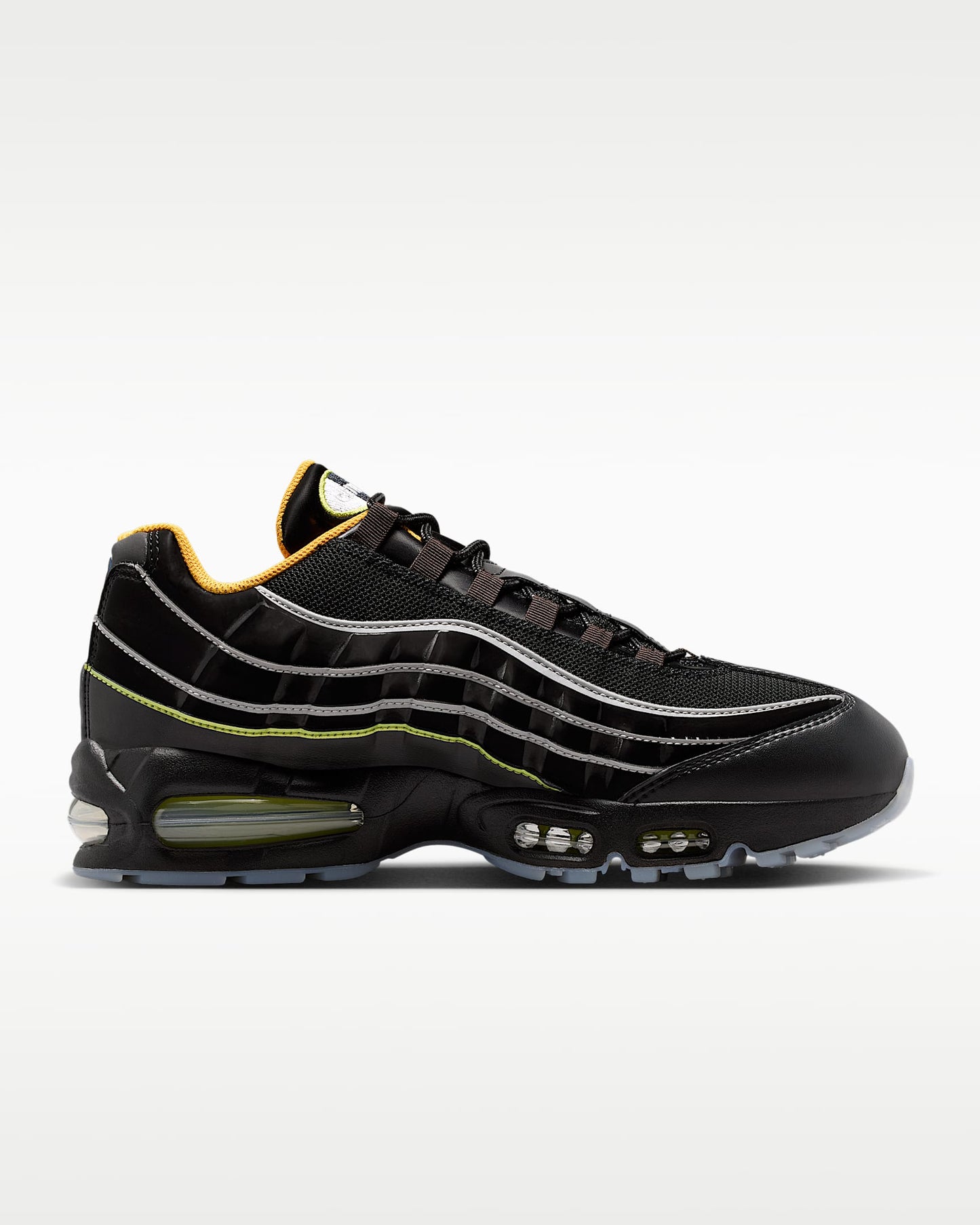 Nike Air Max 95 – Black / Yellow Leather Mesh Athletic Sneakers