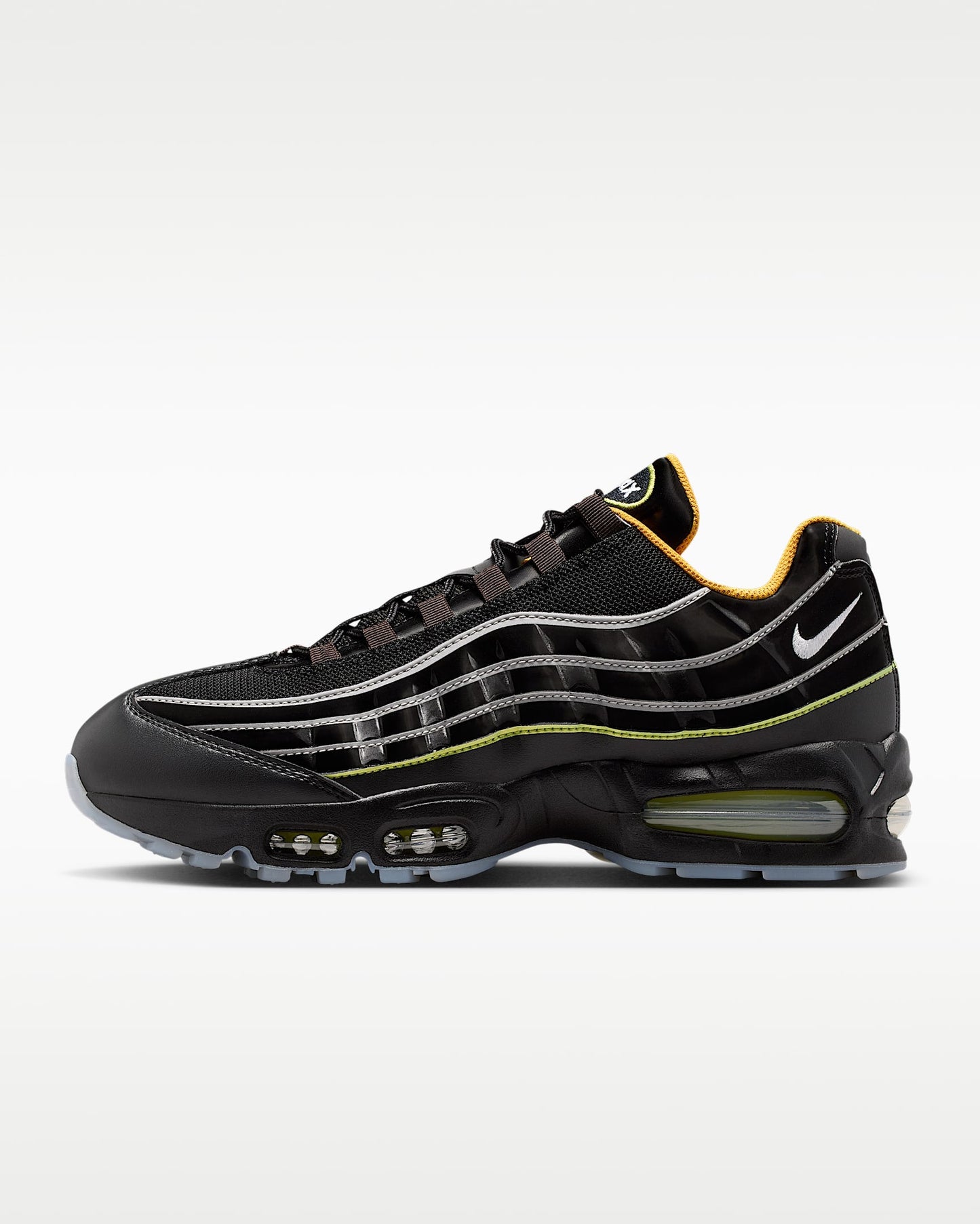 Nike Air Max 95 – Black / Yellow Leather Mesh Athletic Sneakers