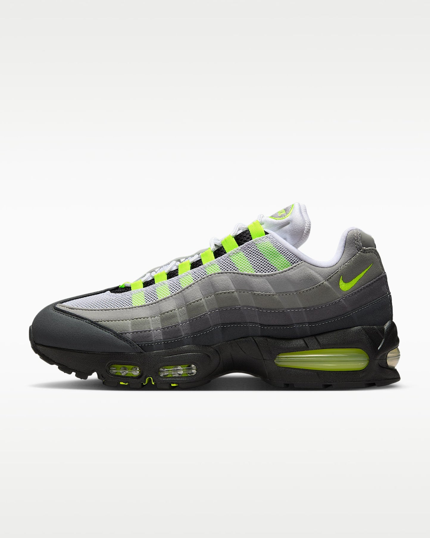 Nike Air Max 95 – Grey / Volt Mesh Athletic Sneakers