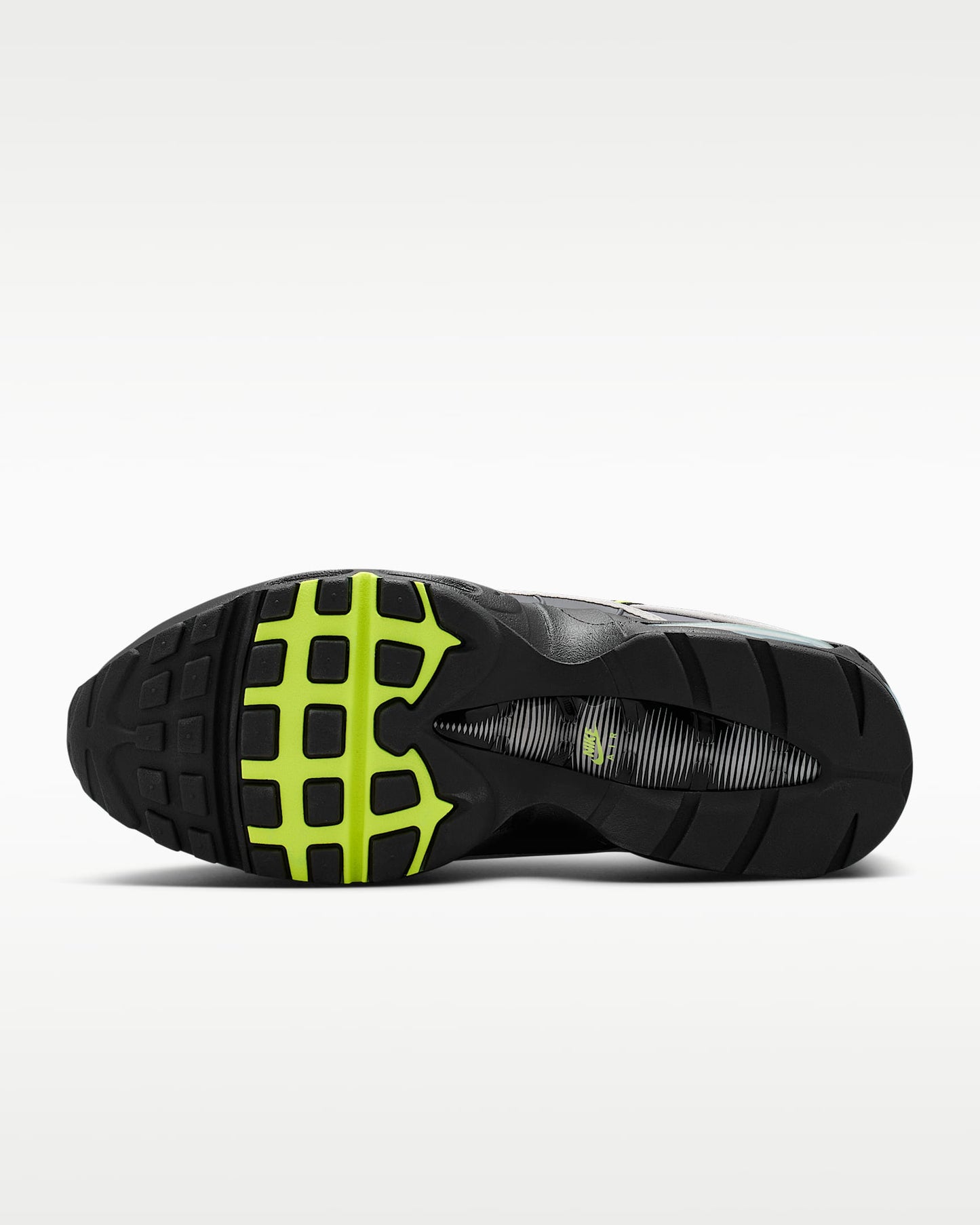 Nike Air Max 95 – Dark Grey / Volt Leather Athletic Sneakers