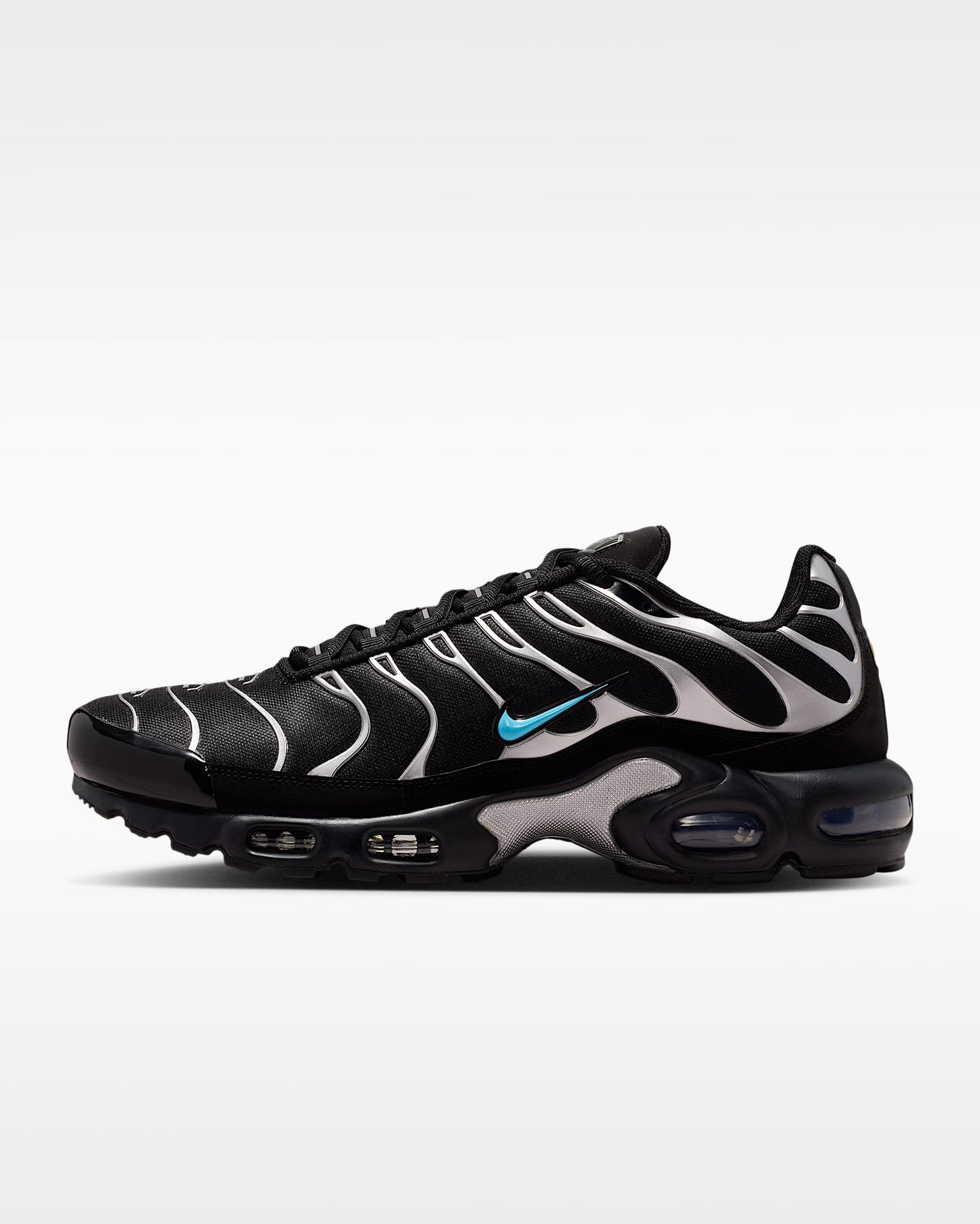 Nike Air Max Plus – Black/Metallic Silver/Cyan Blue Sneaker