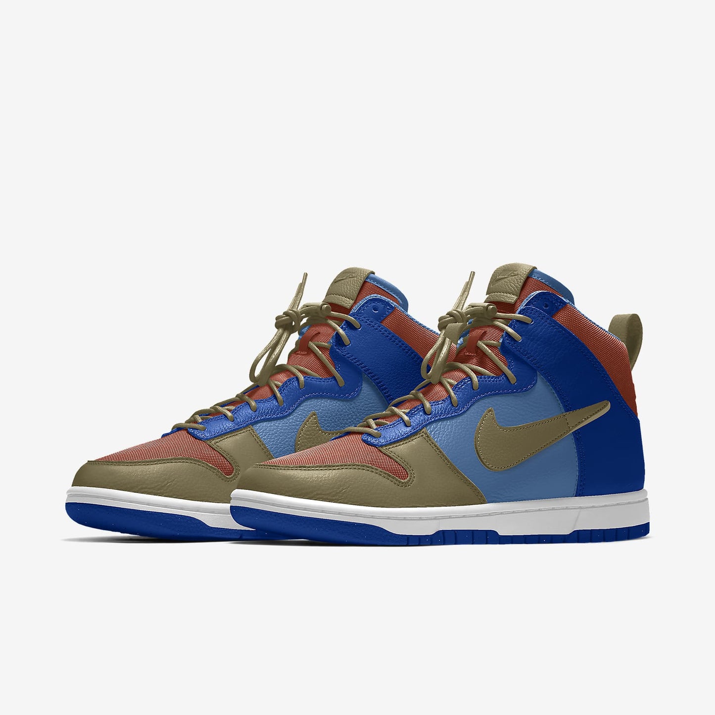 Nike Dunk High Multi-Color Blue Olive Rust Color-Block Sneakers