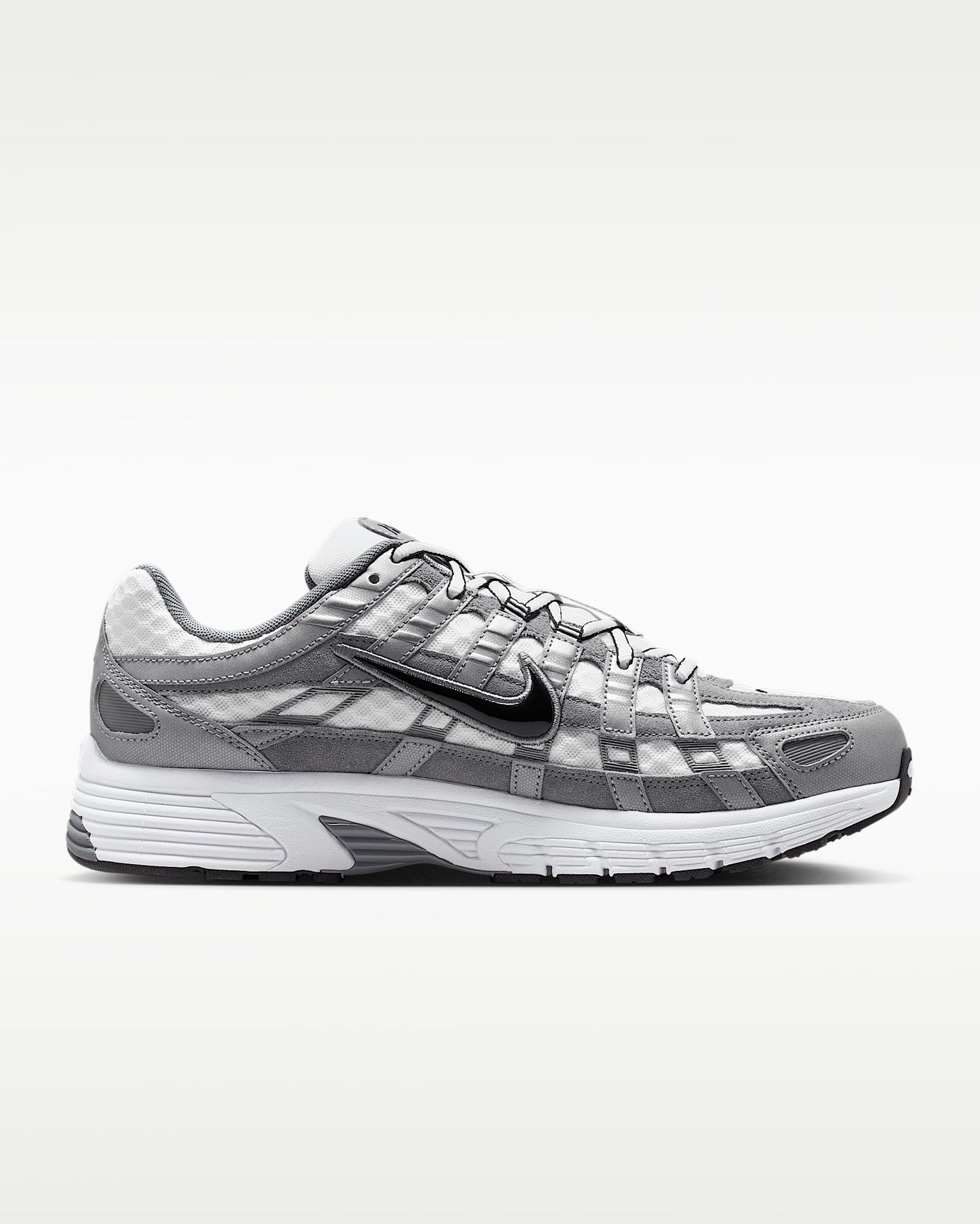 Nike P-6000 – Grey / White / Black Suede Mesh Athletic Sneakers