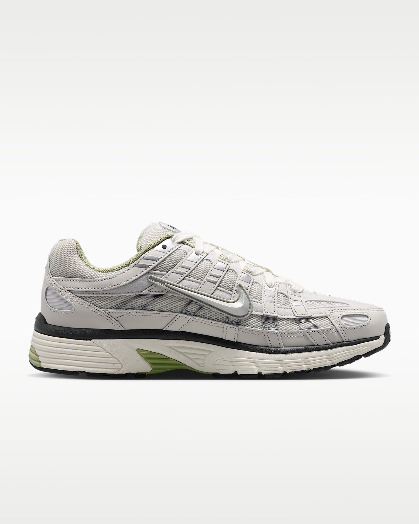 Nike P-6000 – Light Grey / Silver / Green Mesh Athletic Sneakers
