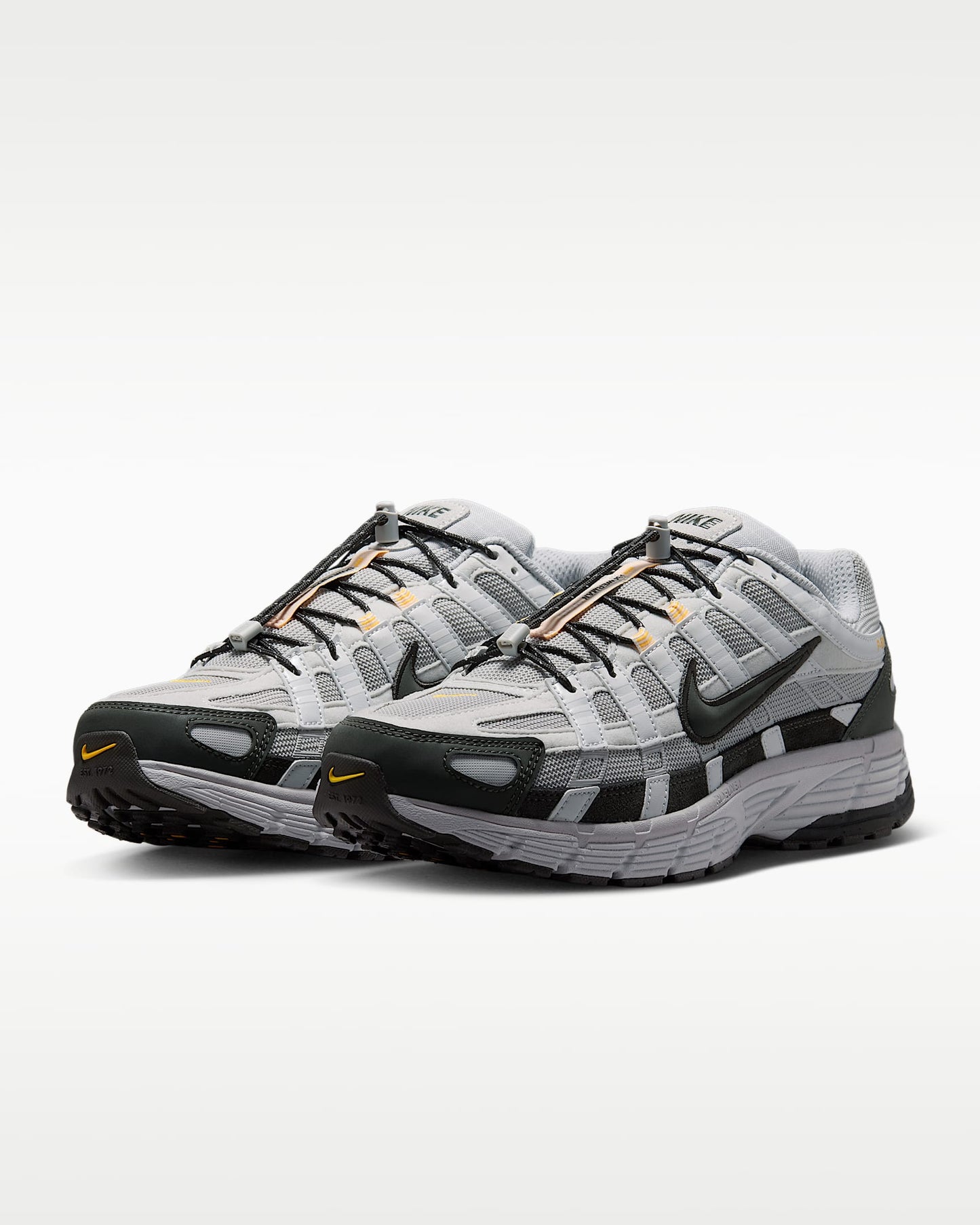 Nike P-6000 – Grey / Black / Orange Mesh Athletic Sneakers