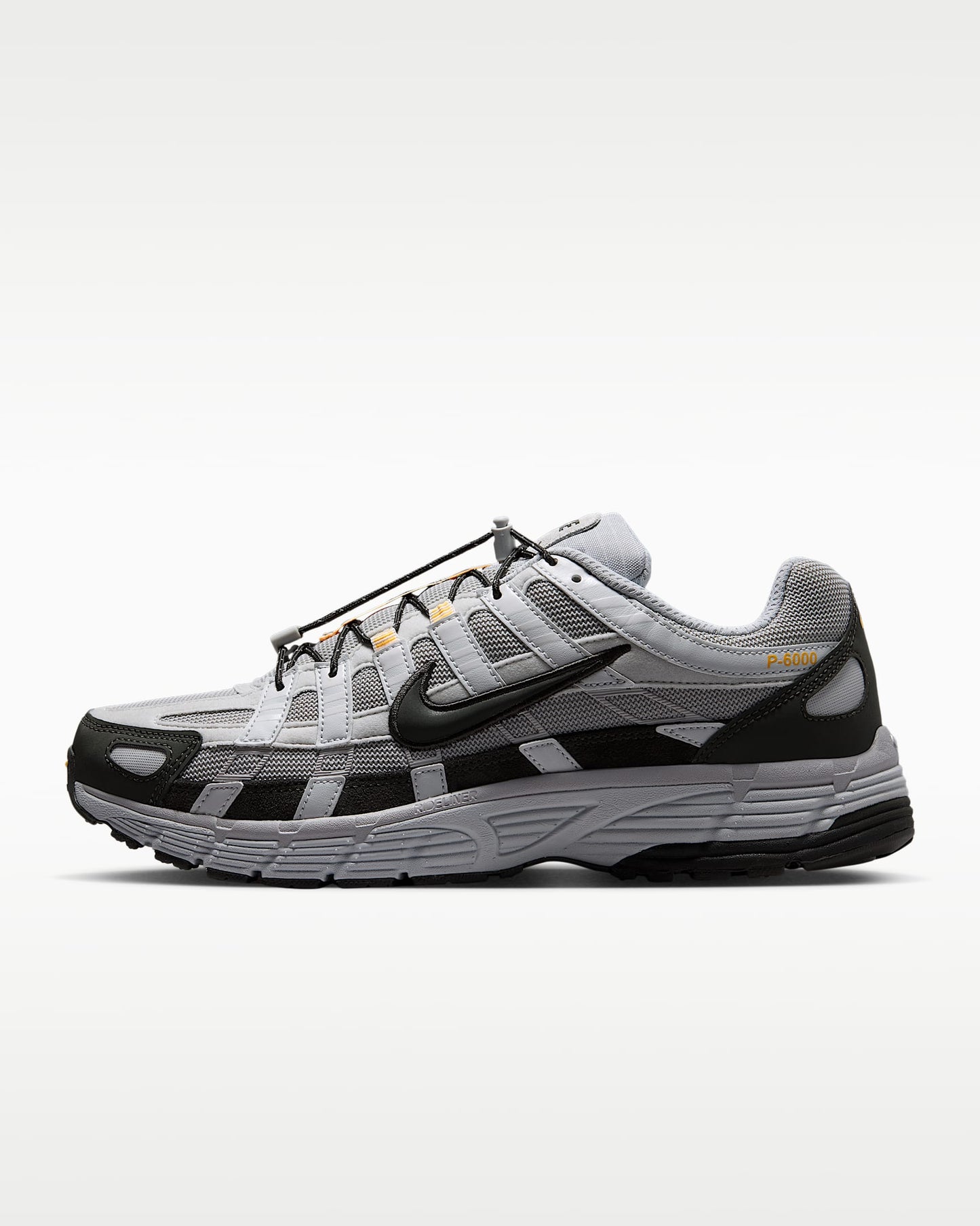 Nike P-6000 – Grey / Black / Orange Mesh Athletic Sneakers
