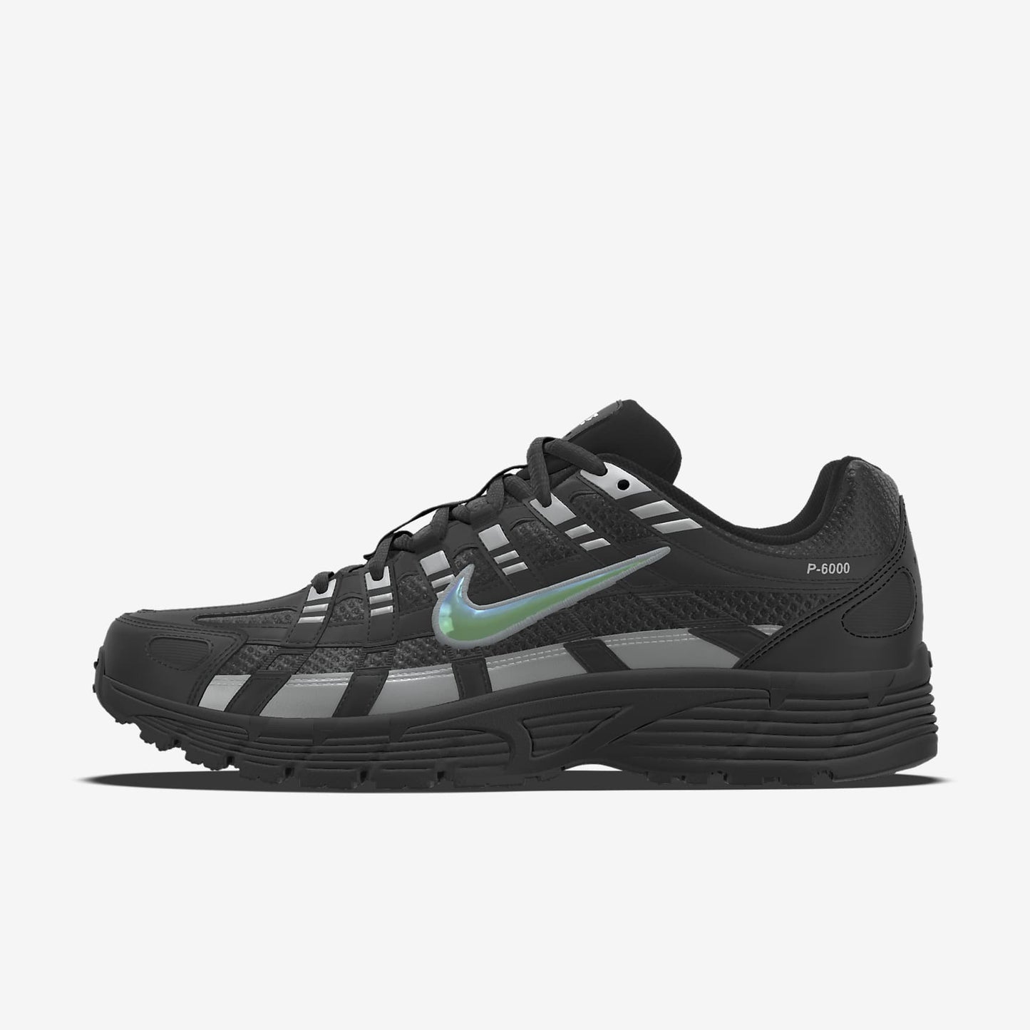 Nike P-6000 – Black / Iridescent Swoosh Mesh Athletic Sneakers