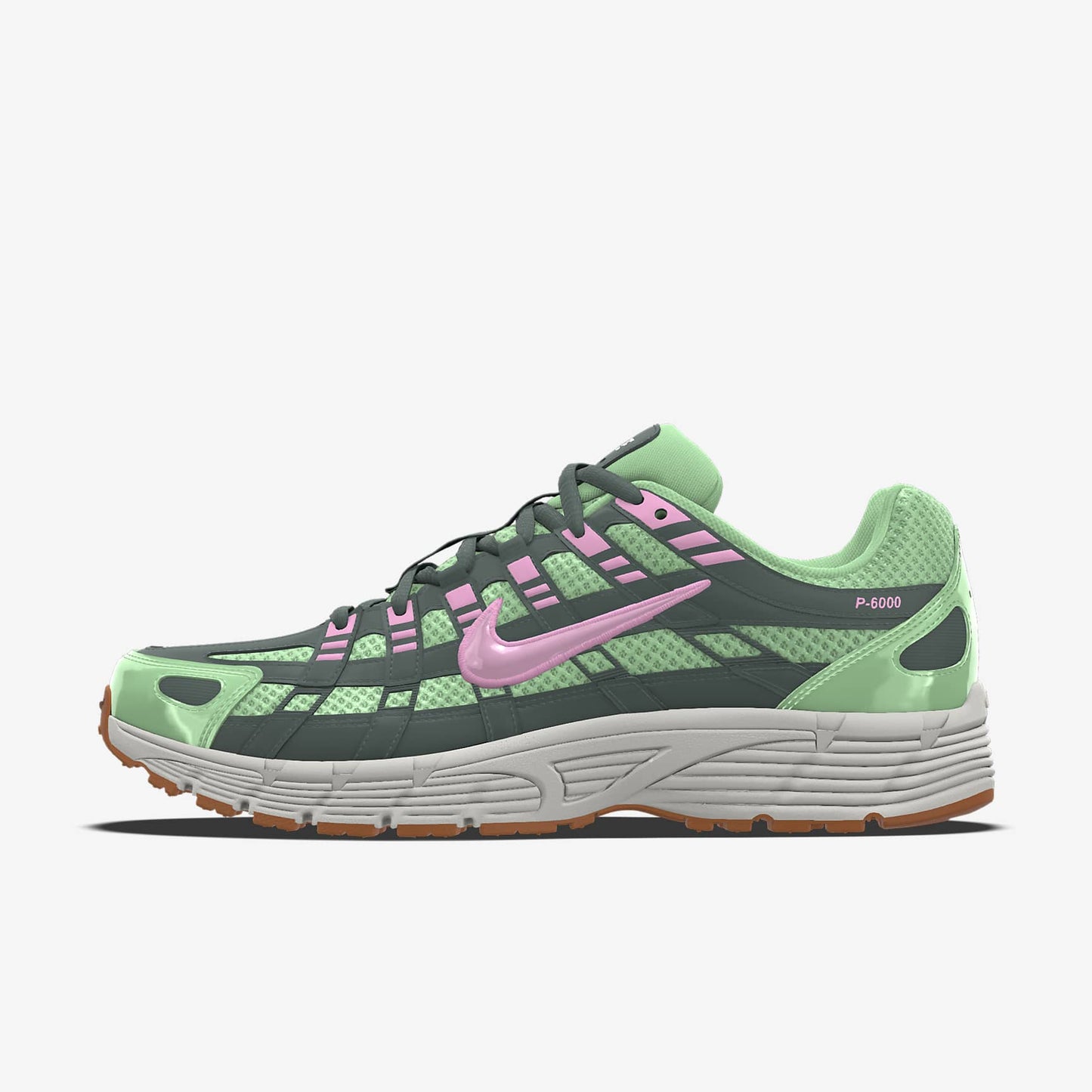 Nike P-6000 – Green / Pink / Gum Mesh Athletic Sneakers
