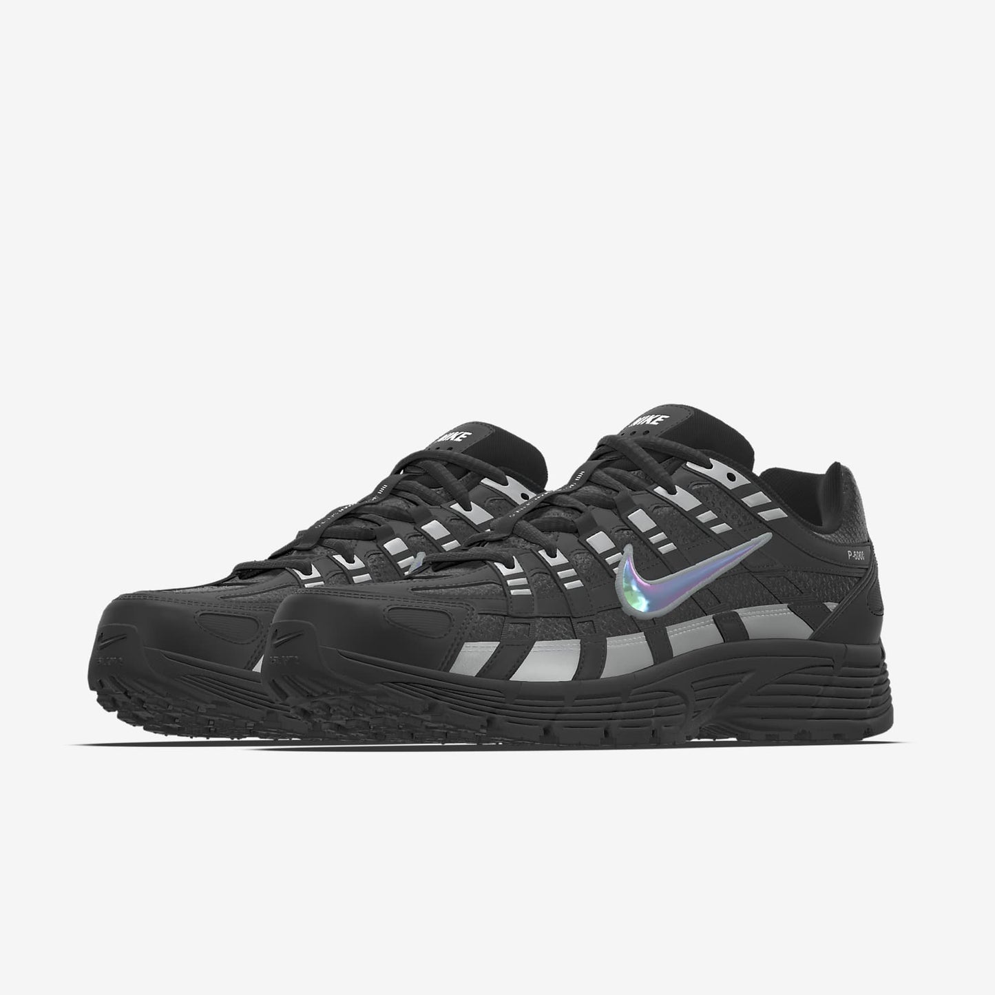 Nike P-6000 – Black / Iridescent Swoosh Mesh Athletic Sneakers