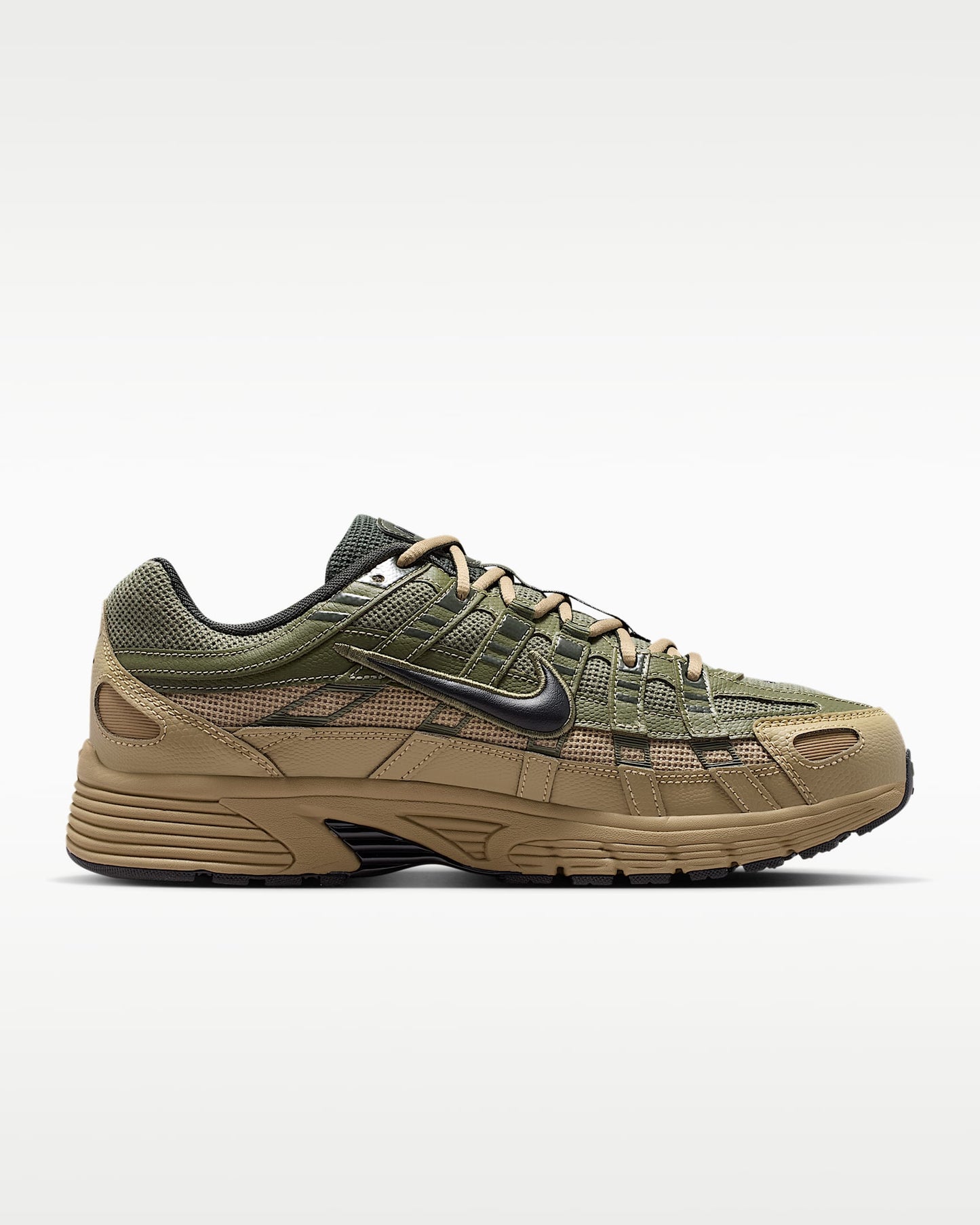 Nike P-6000 – Olive Green / Tan Mesh Athletic Sneakers