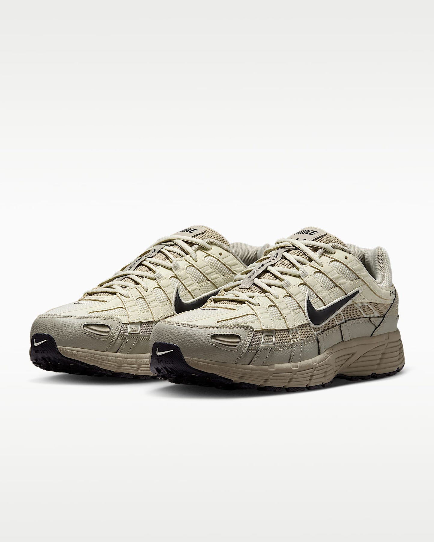 Nike P-6000 – Beige / Cream / Black Mesh Athletic Sneakers