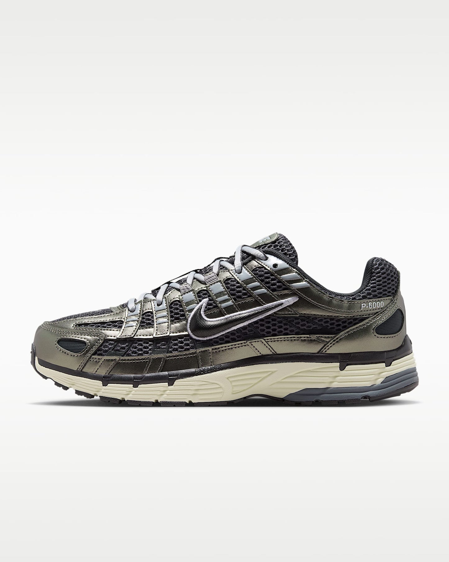 Nike P-6000 – Metallic Olive / Black Mesh Athletic Sneakers