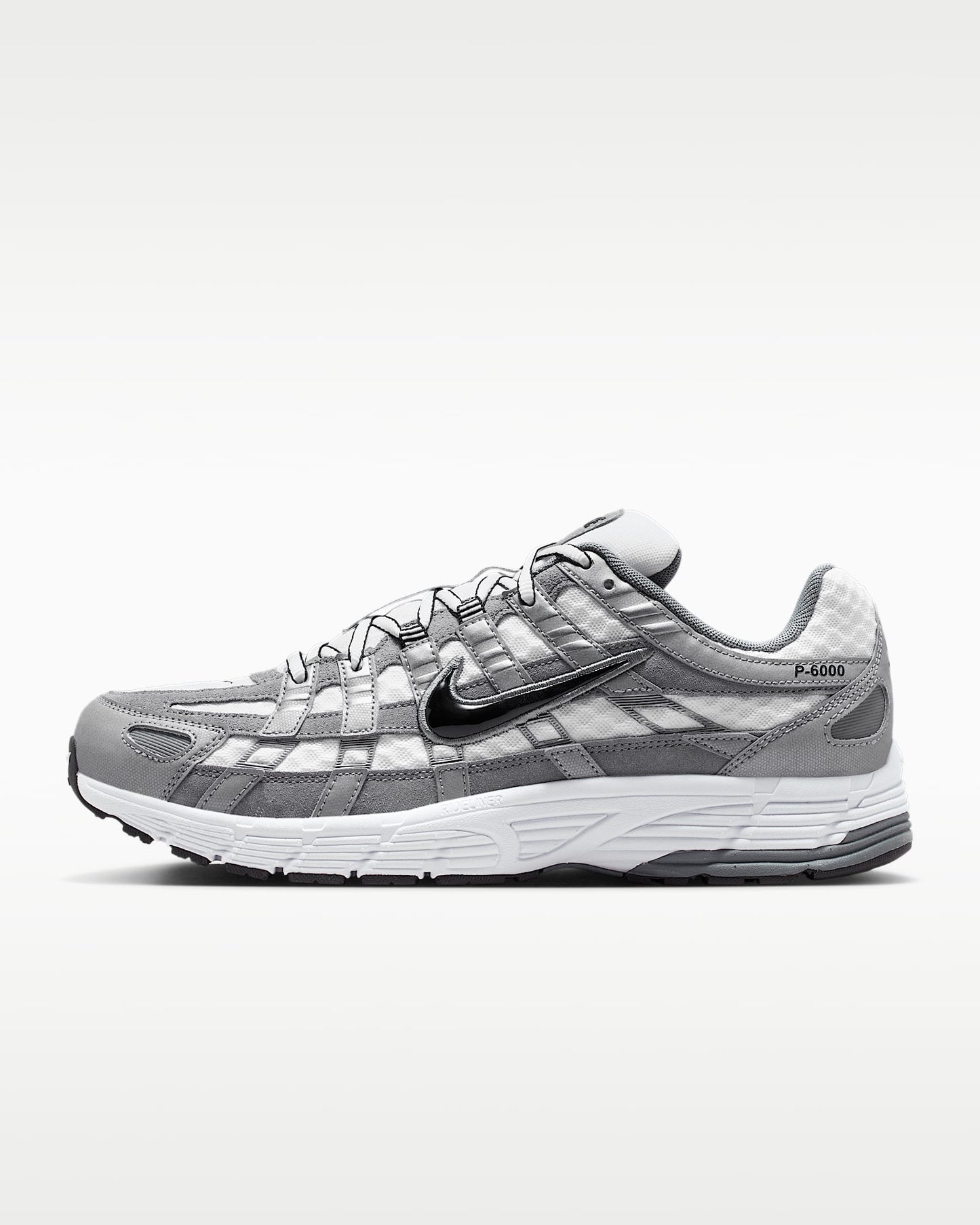Nike P-6000 – Grey / White / Black Suede Mesh Athletic Sneakers