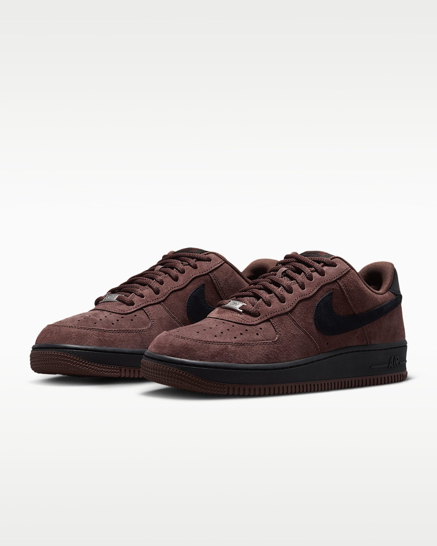 Nike Air Force 1 '07 Burgundy Suede Black Swoosh Sneakers