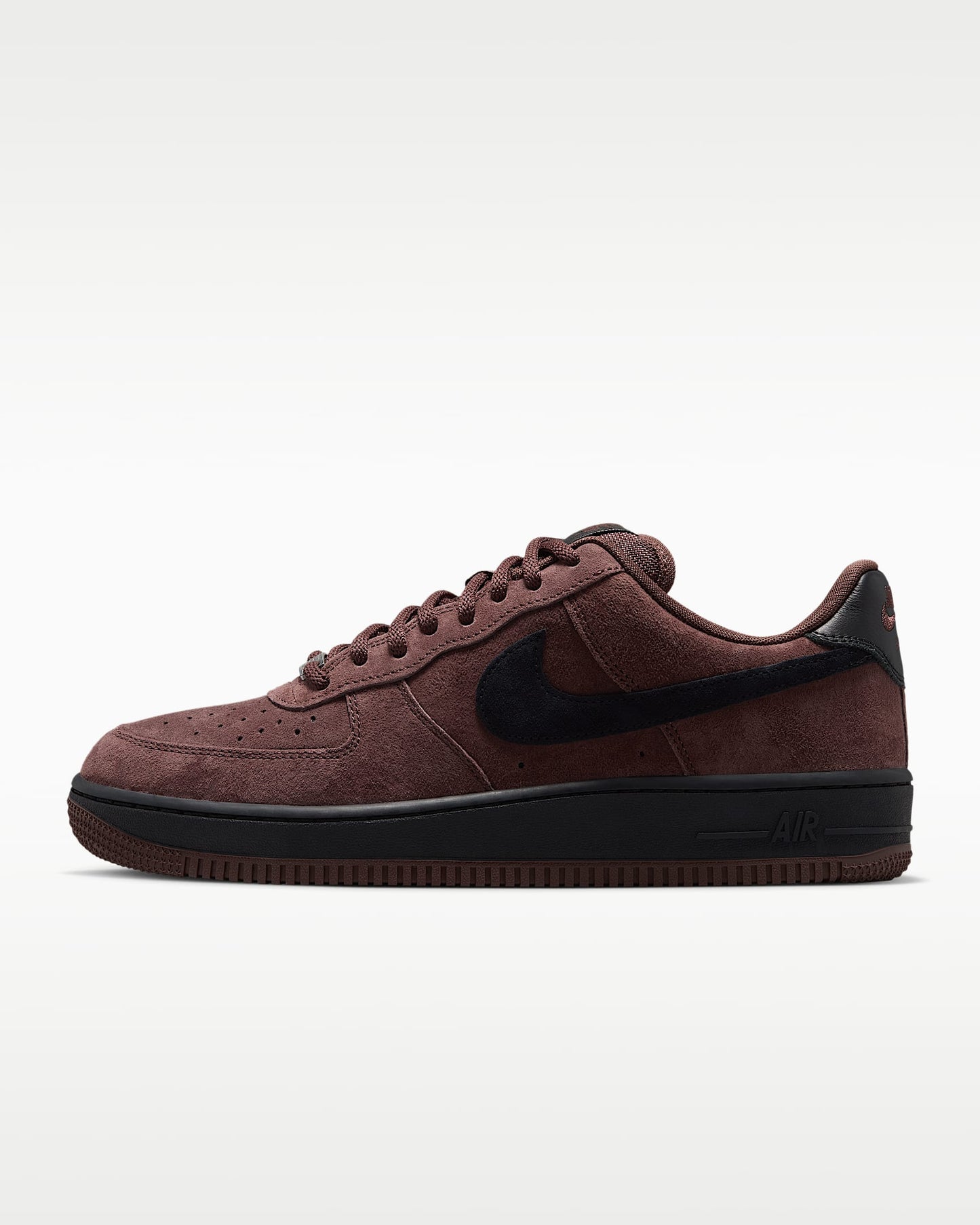Nike Air Force 1 '07 Burgundy Suede Black Swoosh Sneakers