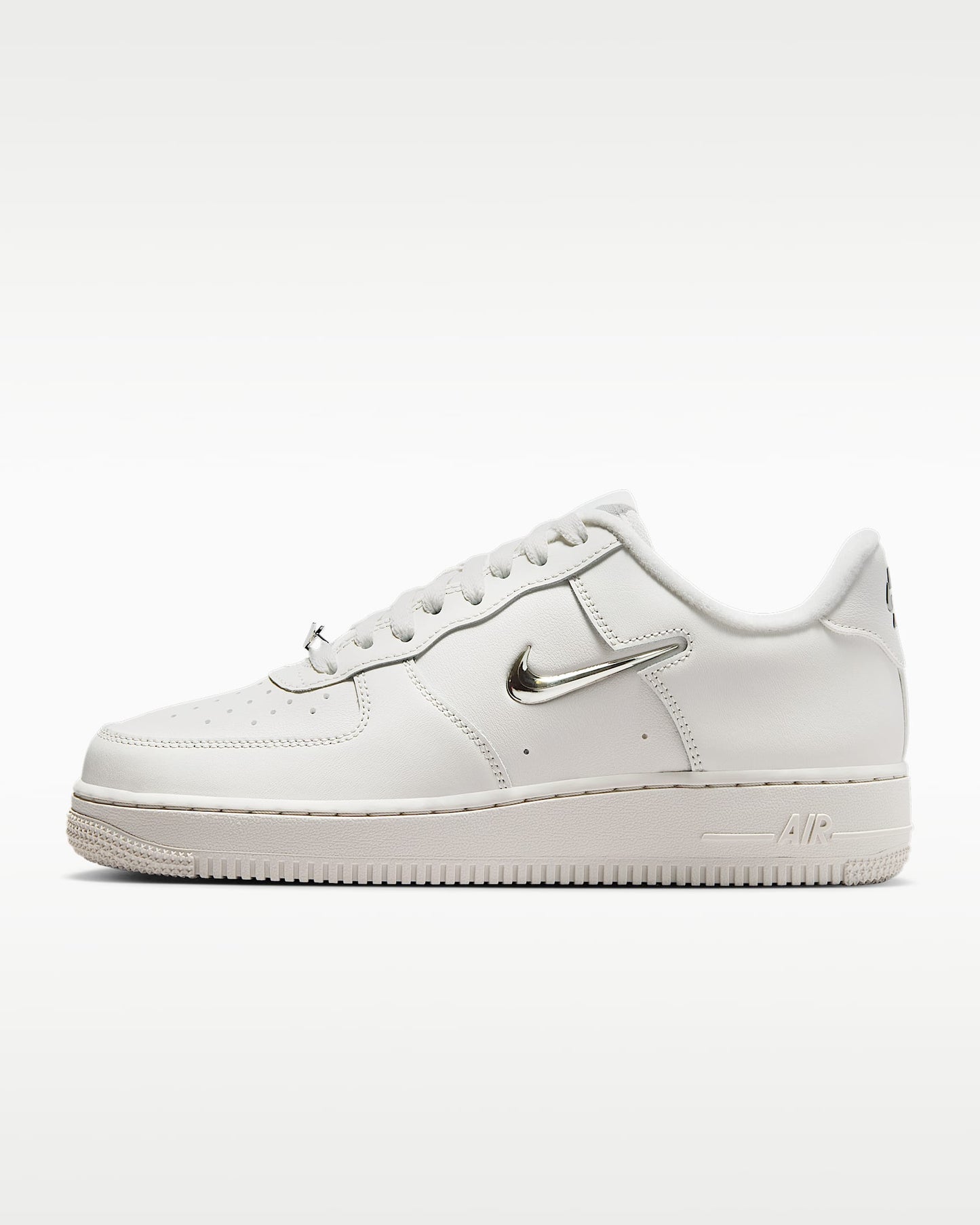 Nike Air Force 1 '07 Sail Metallic Silver Mini Swoosh Sneakers
