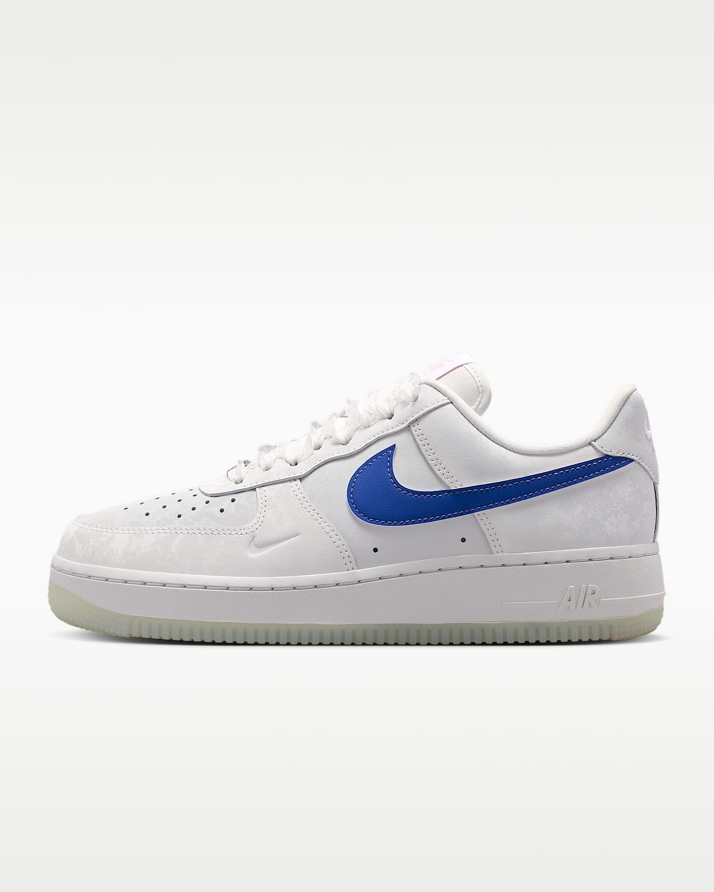 Nike Air Force 1 '07 White Royal Blue Swoosh Translucent Outsole Sneakers