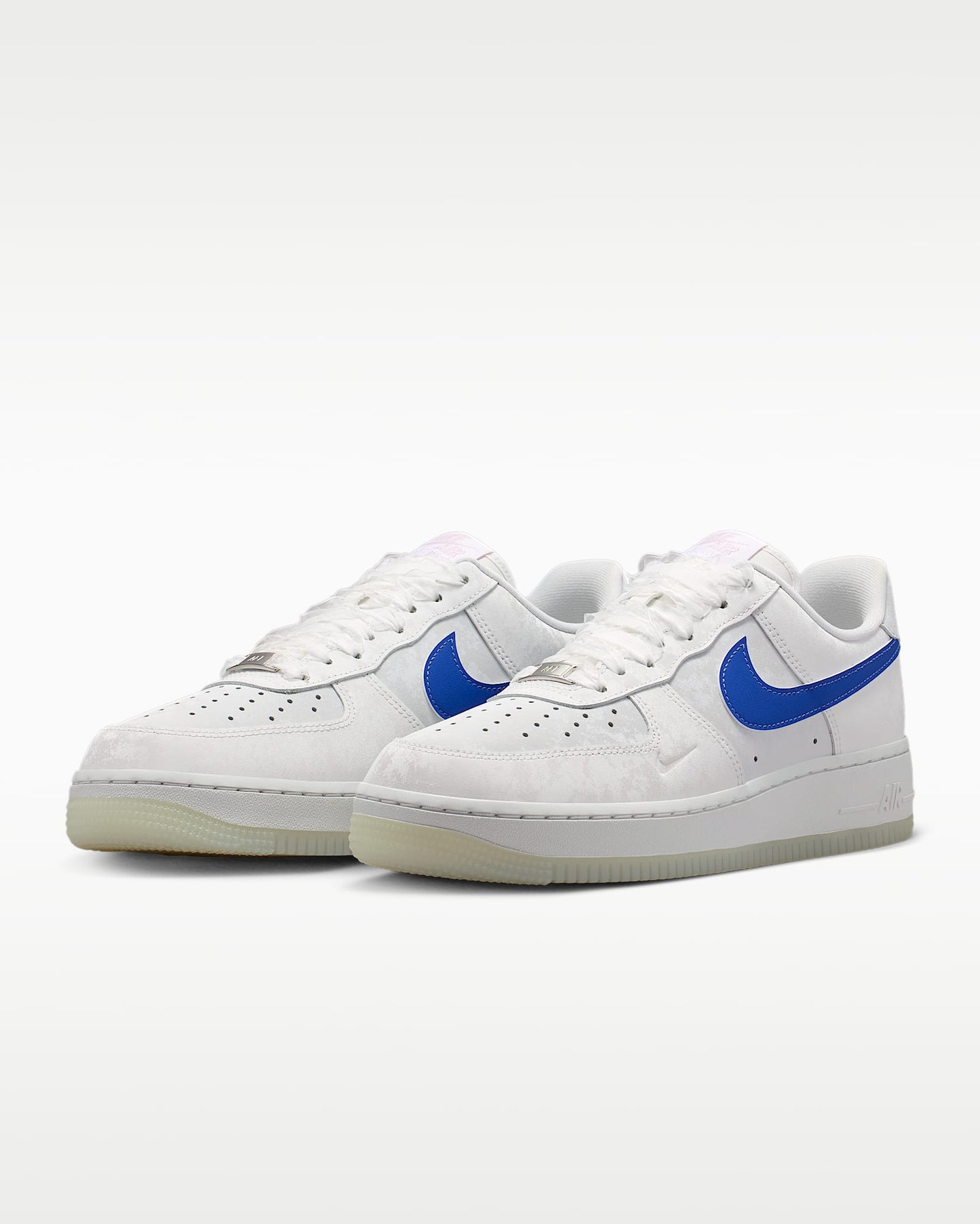 Nike Air Force 1 '07 White Royal Blue Swoosh Translucent Outsole Sneakers