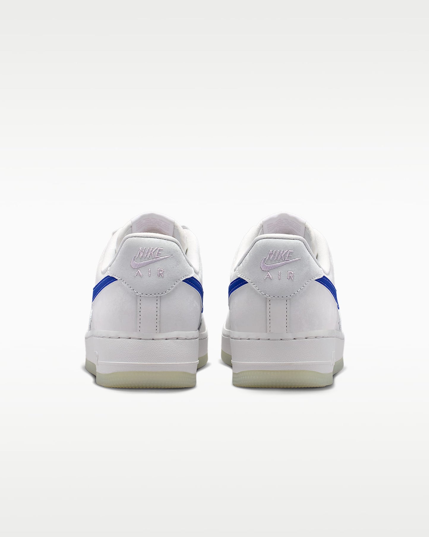 Nike Air Force 1 '07 White Royal Blue Swoosh Translucent Outsole Sneakers