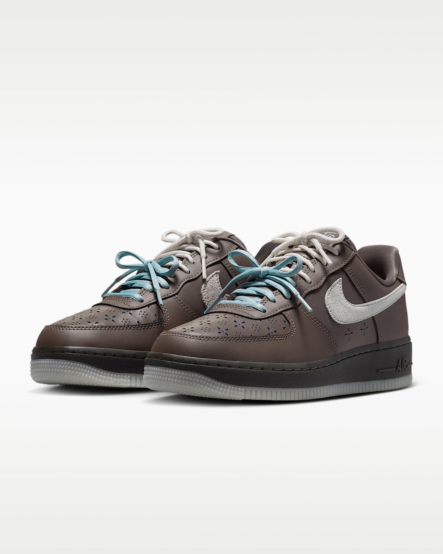 Nike Air Force 1 '07 Dark Brown Grey Suede Multi-Laces Sneakers
