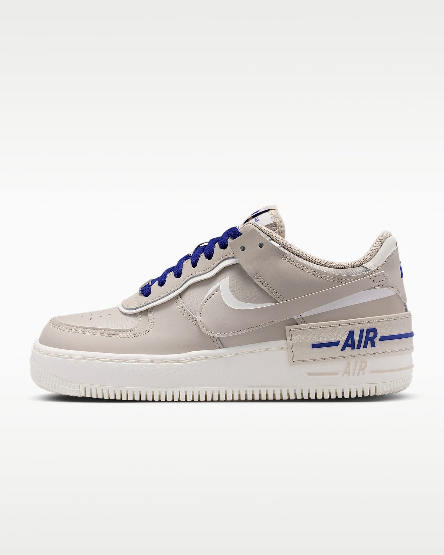 Nike Air Force 1 Shadow Light Taupe White Royal Blue Sneakers