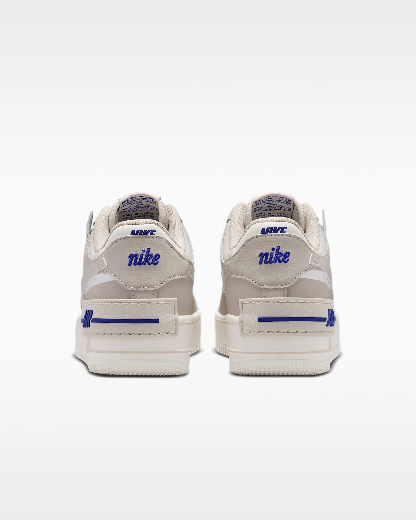 Nike Air Force 1 Shadow Light Taupe White Royal Blue Sneakers