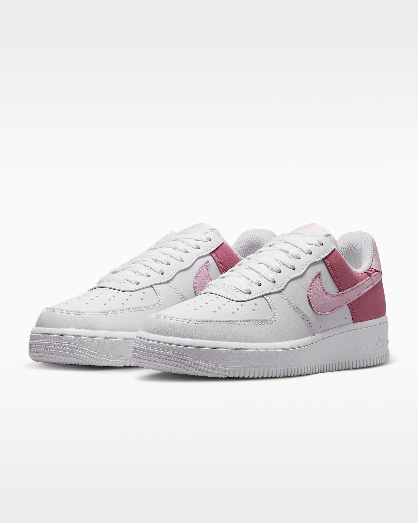 Nike Air Force 1 '07 White Two-Tone Pink Color-Block Sneakers