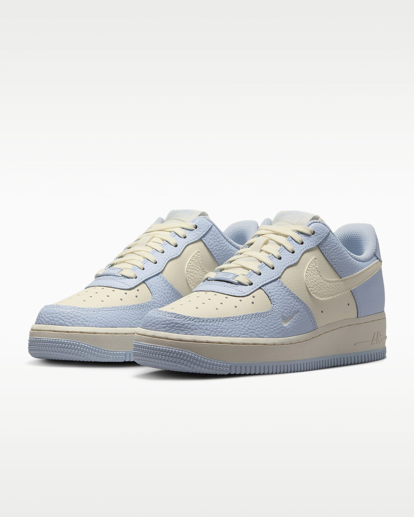 Nike Air Force 1 '07 Light Blue Cream Mini Swoosh Sneakers