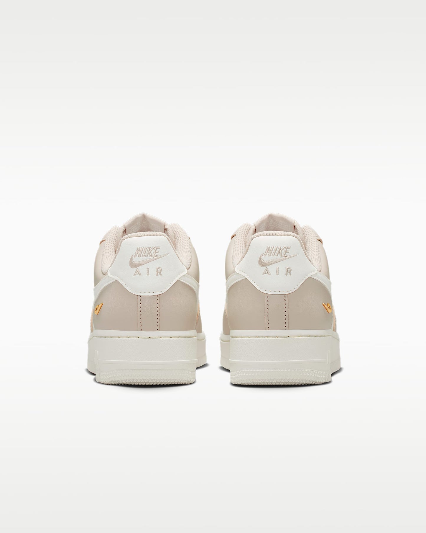 Nike Air Force 1 '07 Beige Cream Mini Gold Swoosh Sneakers