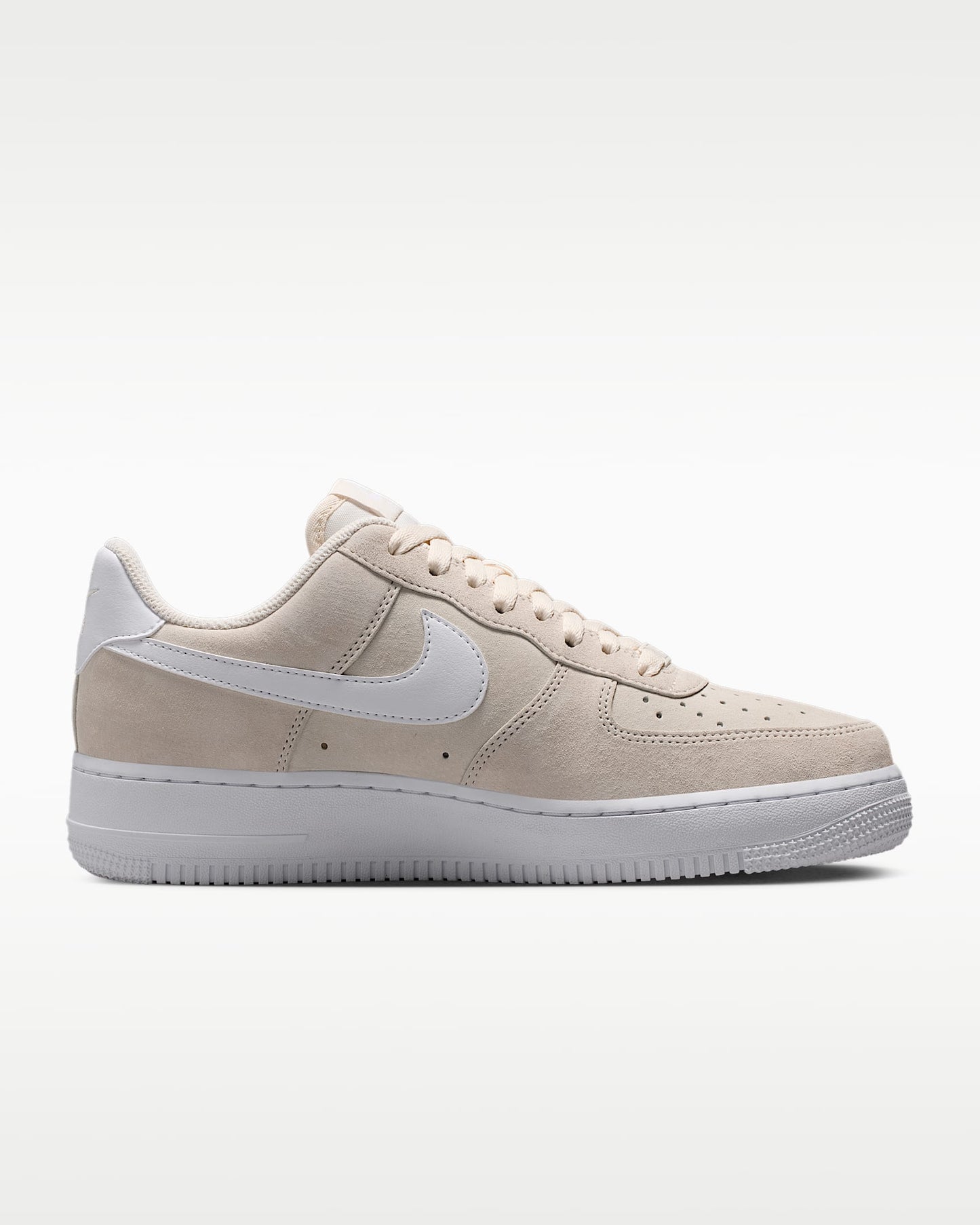 Nike Air Force 1 '07 Beige Suede White Mini Gold Swoosh Sneakers