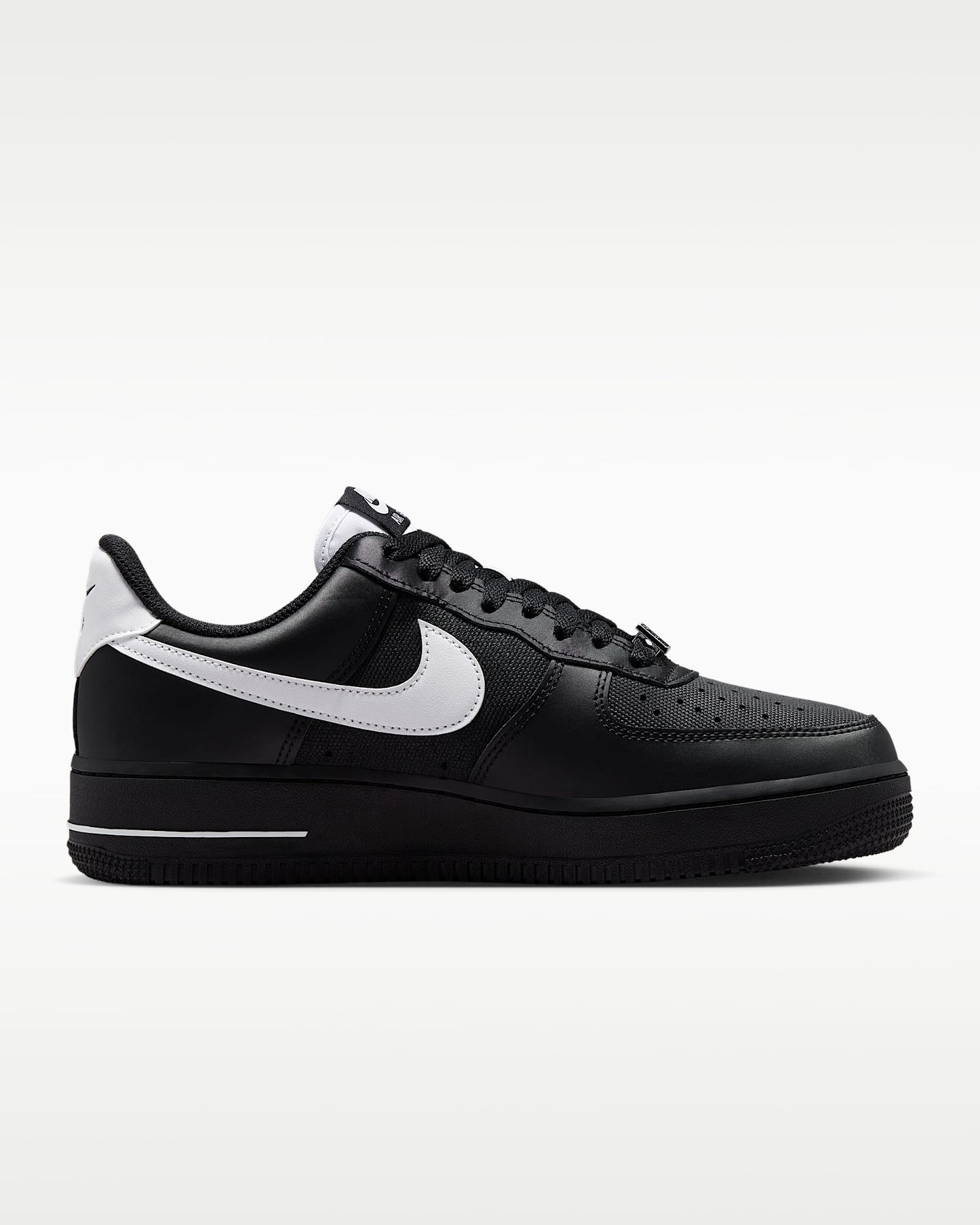 Nike Air Force 1 '07 Black Satin White Swoosh Sneakers