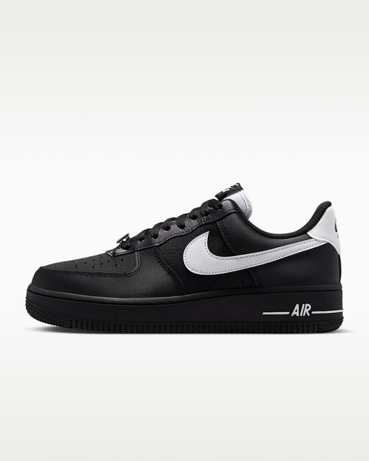 Nike Air Force 1 '07 Black Satin White Swoosh Sneakers