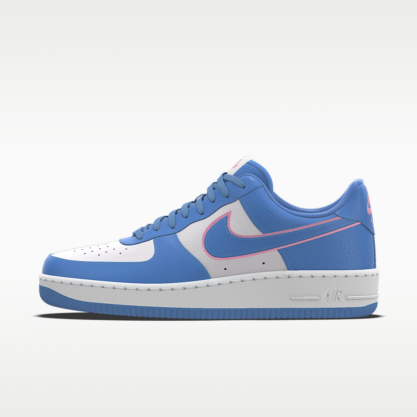 Nike Air Force 1 '07 Light Blue White Pink Outline Color-Block Sneakers
