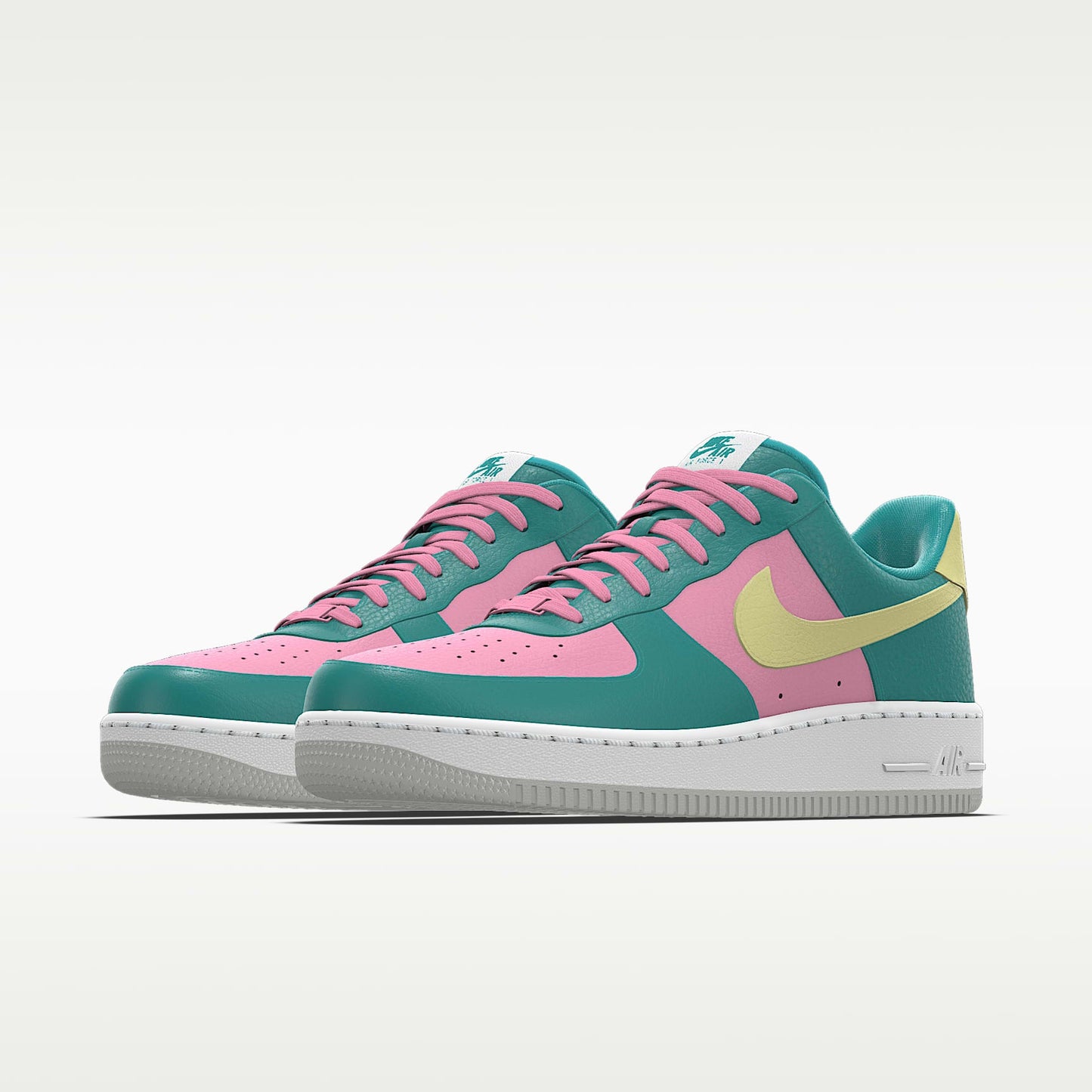 Nike Air Force 1 '07 Teal Pink Pale Yellow Multi-Color Block Sneakers