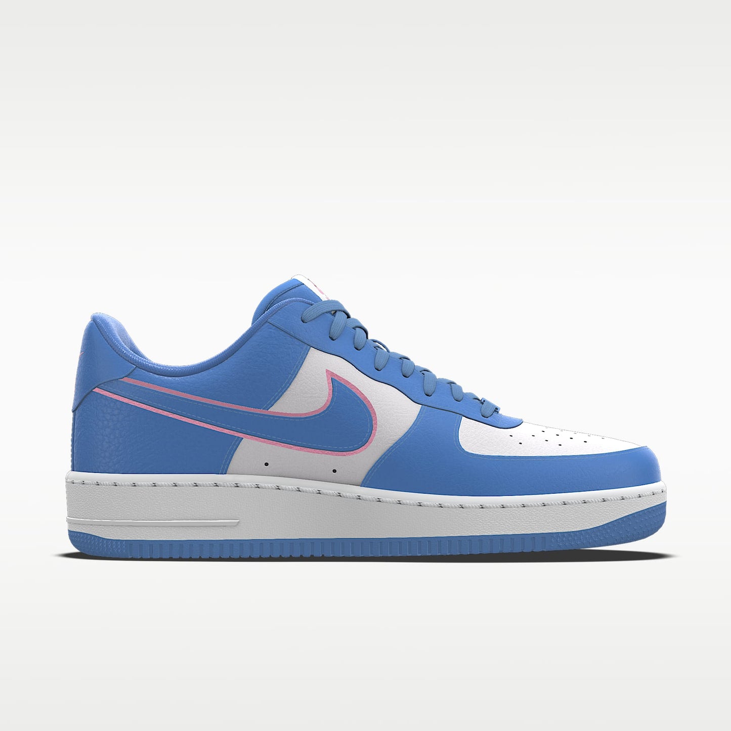 Nike Air Force 1 '07 Light Blue White Pink Outline Color-Block Sneakers
