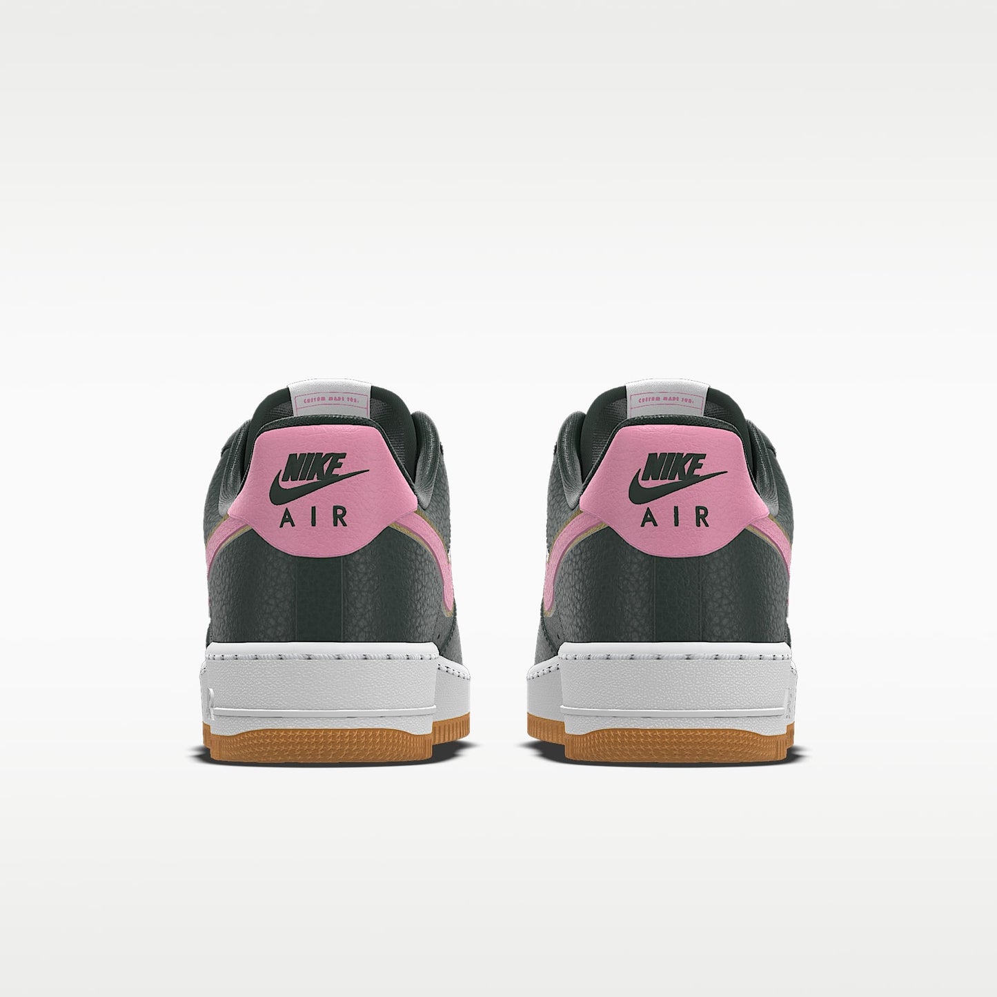 Nike Air Force 1 '07 Dark Green Pink Swoosh Gum Outsole Sneakers