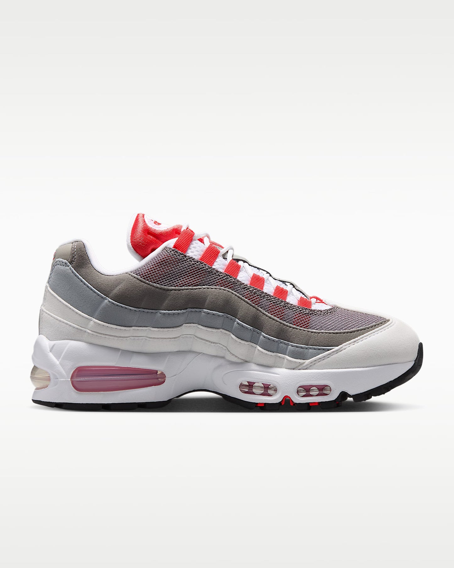 Nike Air Max 95 – White / Grey / Red Mesh Athletic Sneakers