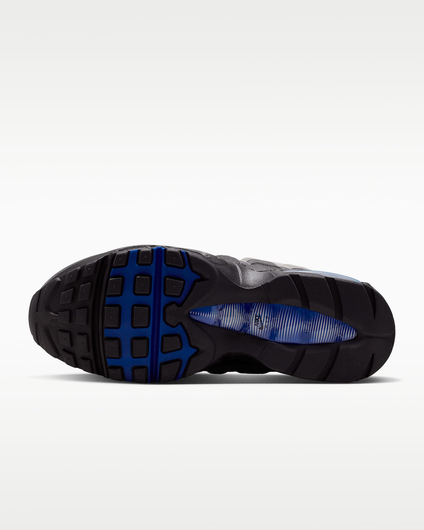 Nike Air Max 95 – Grey / Royal Blue Mesh Athletic Sneakers