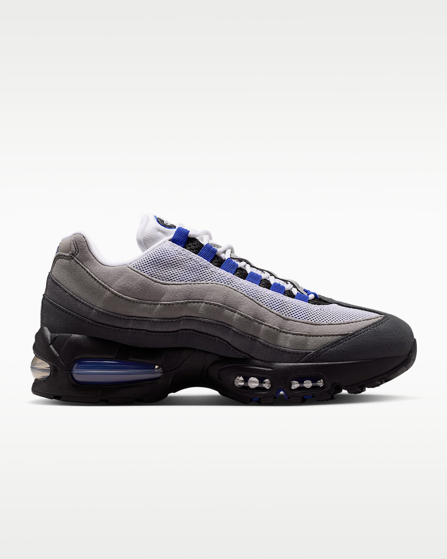 Nike Air Max 95 – Grey / Royal Blue Mesh Athletic Sneakers