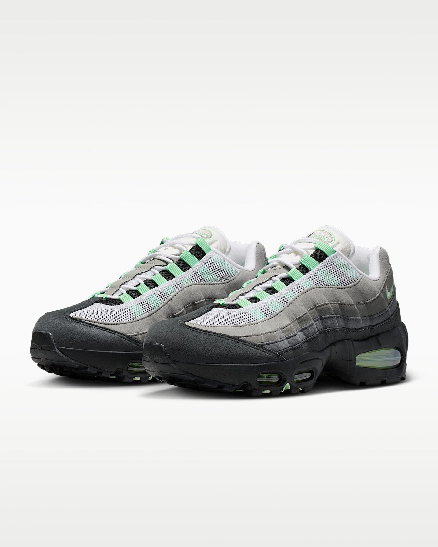 Nike Air Max 95 – Grey / Mint Green Mesh Athletic Sneakers