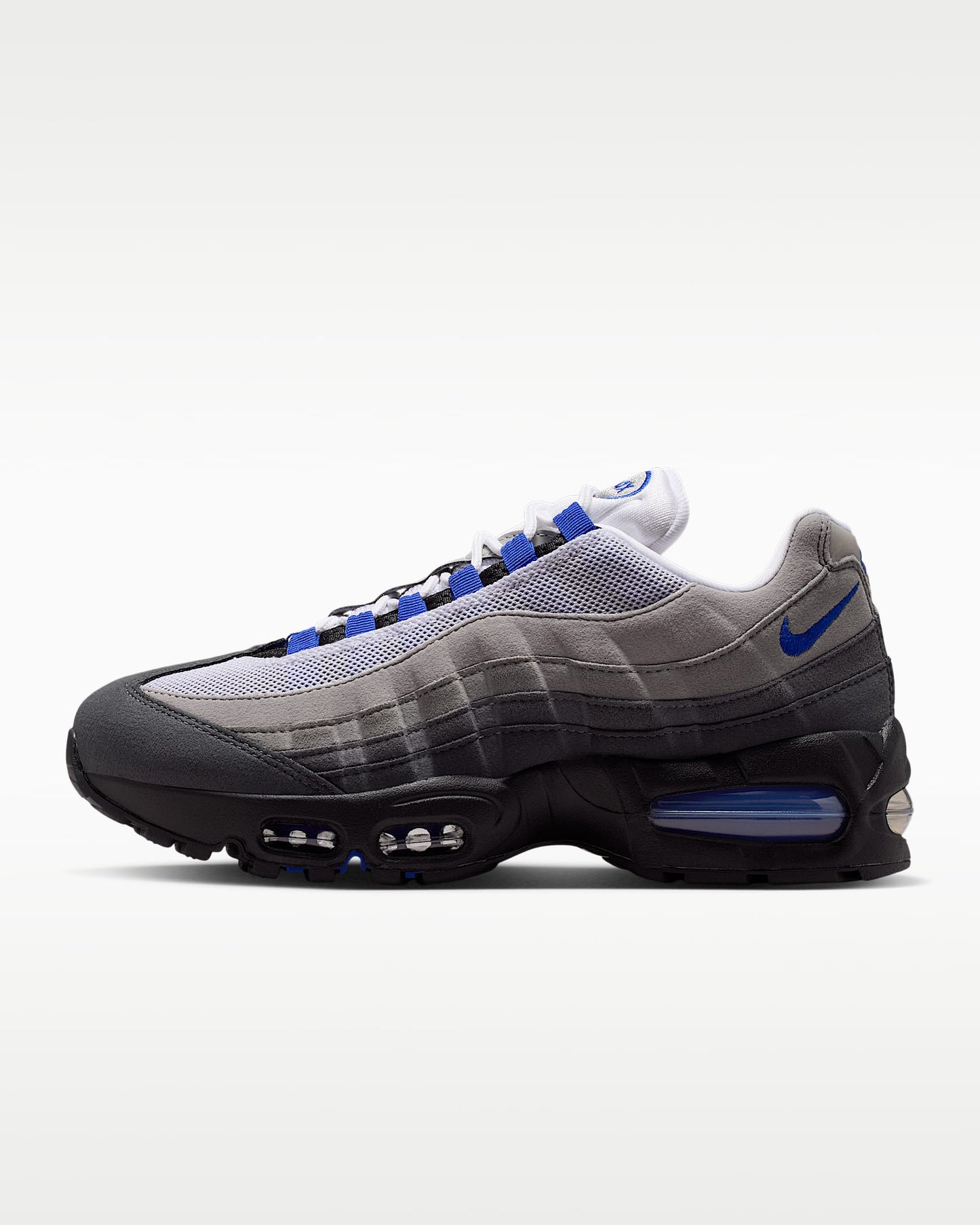 Nike Air Max 95 – Grey / Royal Blue Mesh Athletic Sneakers