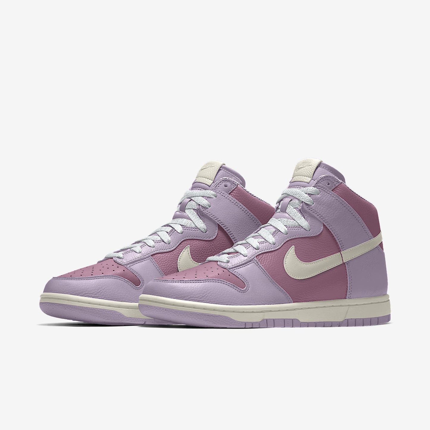 Nike Dunk High Two-Tone Lavender Purple Cream Swoosh Sneakers