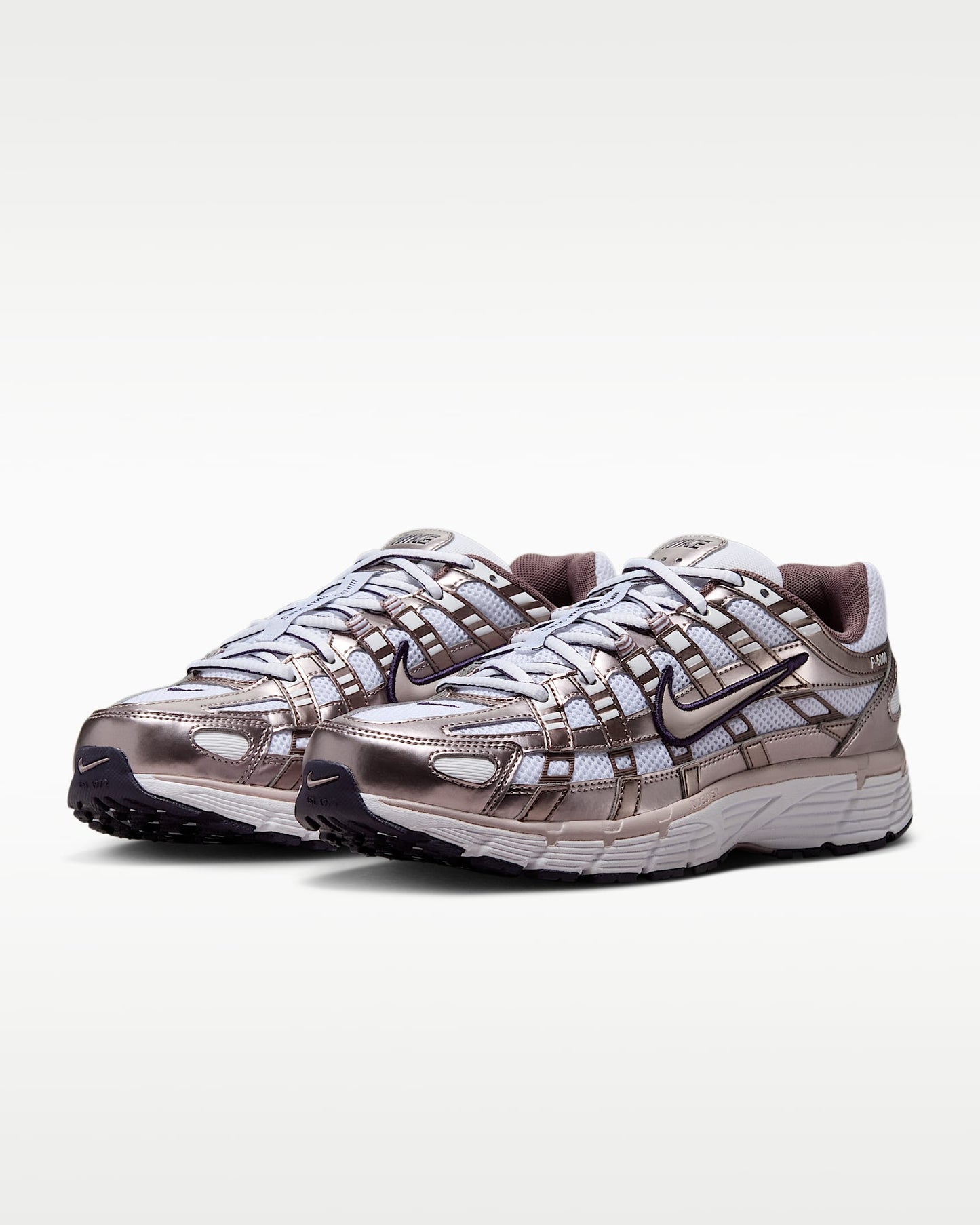 Nike P-6000 – White / Metallic Rose Gold Mesh Athletic Sneakers